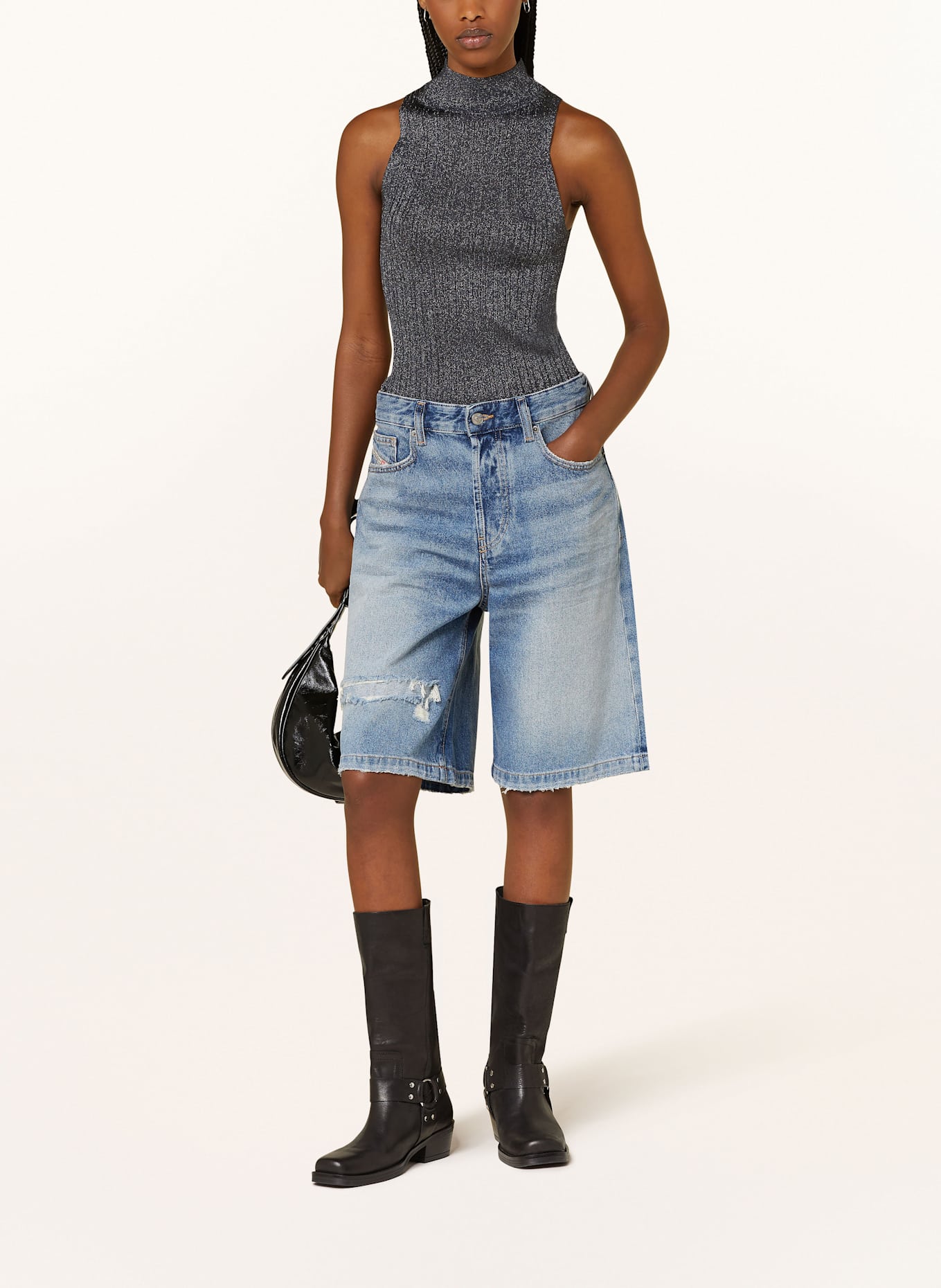 IVY OAK Top FINJA z třpytivé příze: TMAVĚ ŠEDÁ