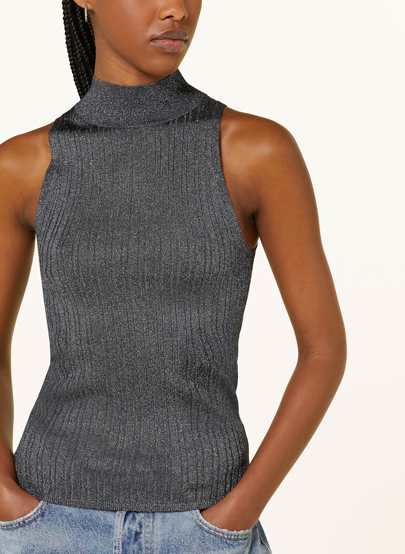 IVY OAK Top FINJA z třpytivé příze: TMAVĚ ŠEDÁ