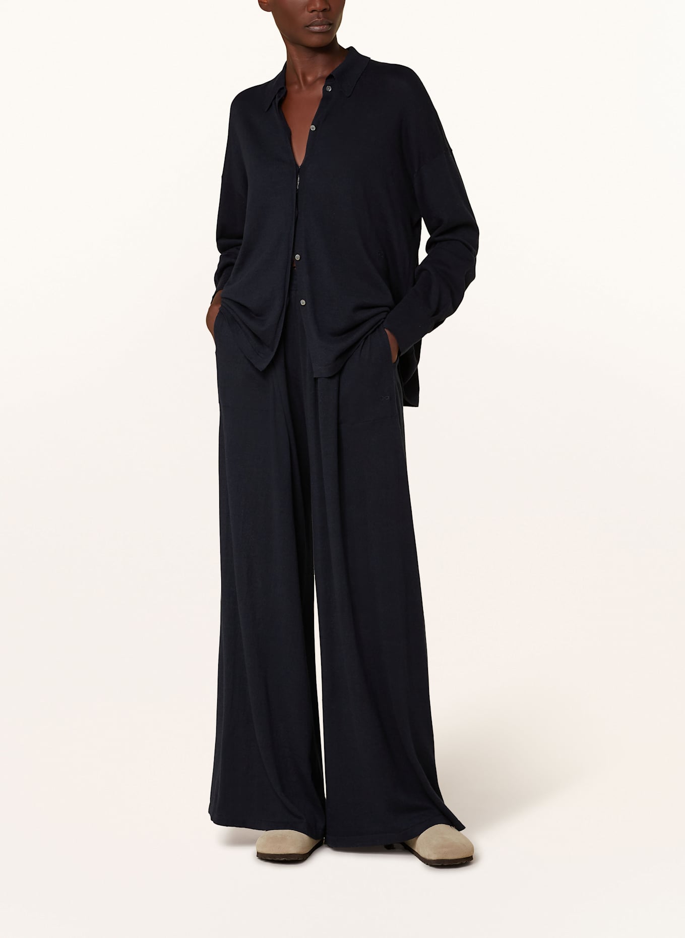 SMINFINITY Marlenehose mit Leinen: DUNKELBLAU