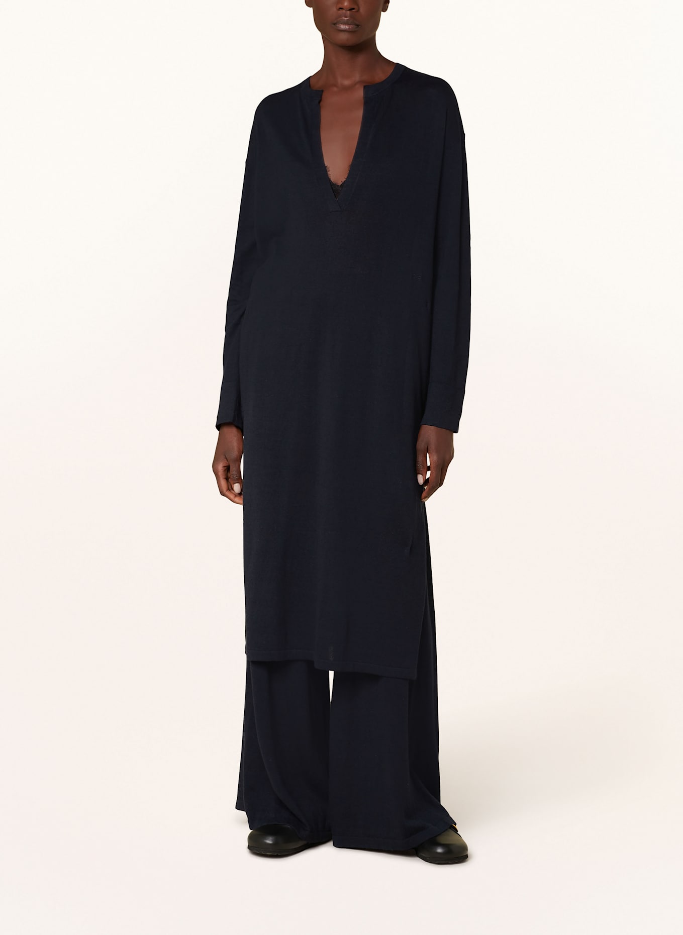 SMINFINITY Knit dress with linen: DARK BLUE