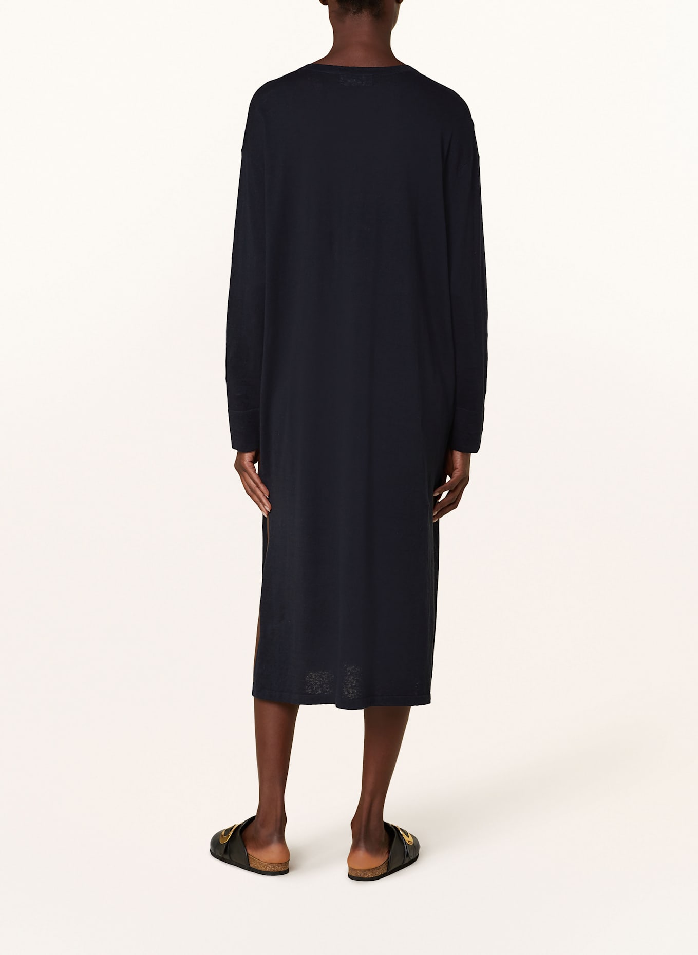 SMINFINITY Knit dress with linen: DARK BLUE