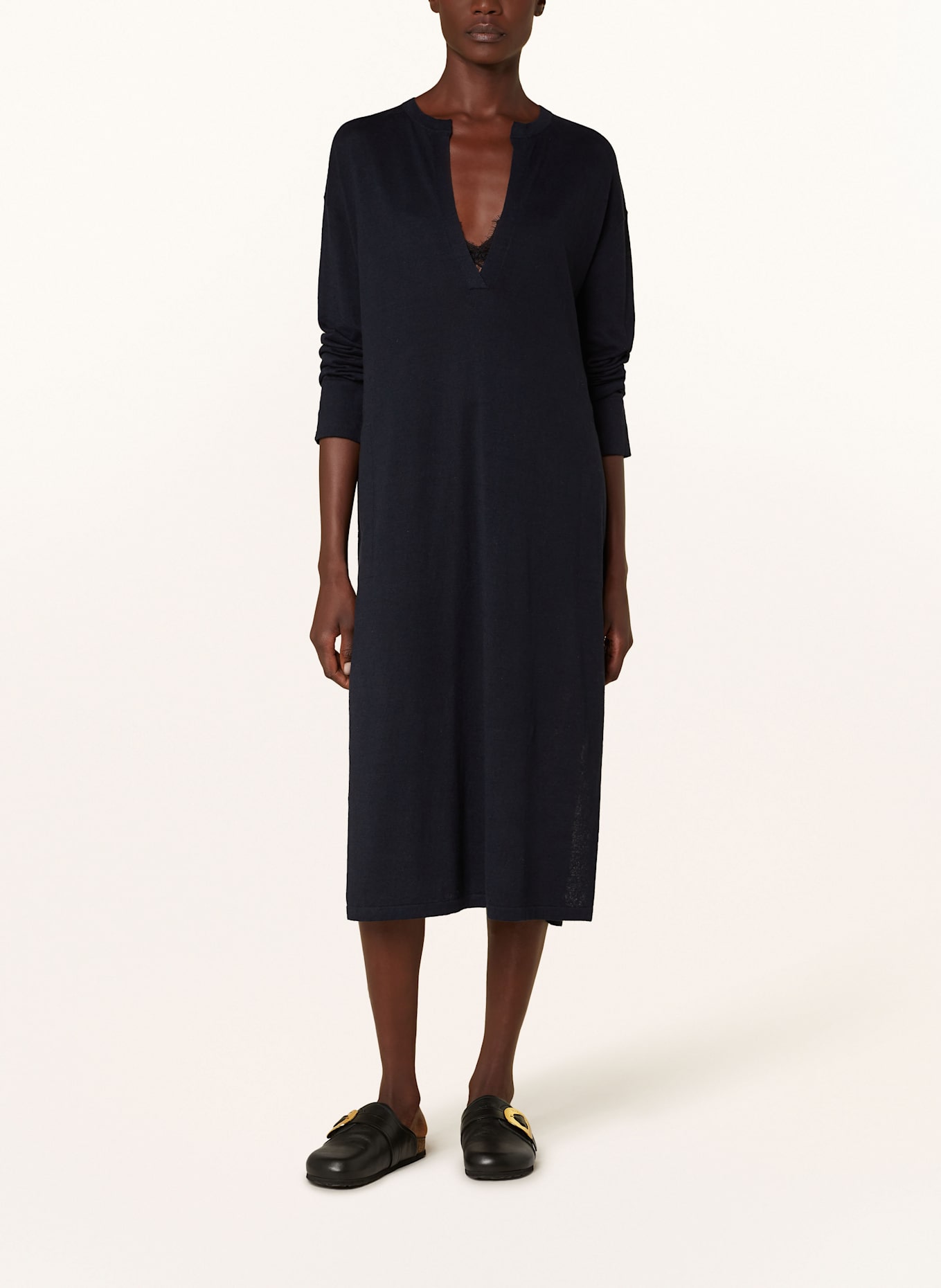 SMINFINITY Knit dress with linen: DARK BLUE