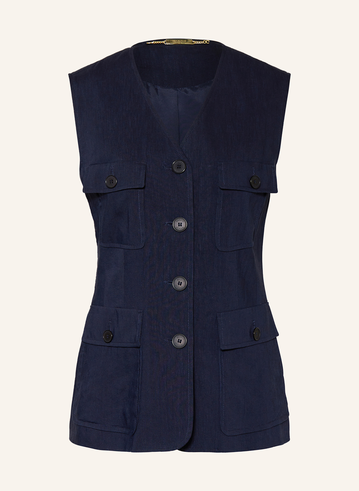 NVSCO Blazerweste MELODY mit Leinen: DUNKELBLAU