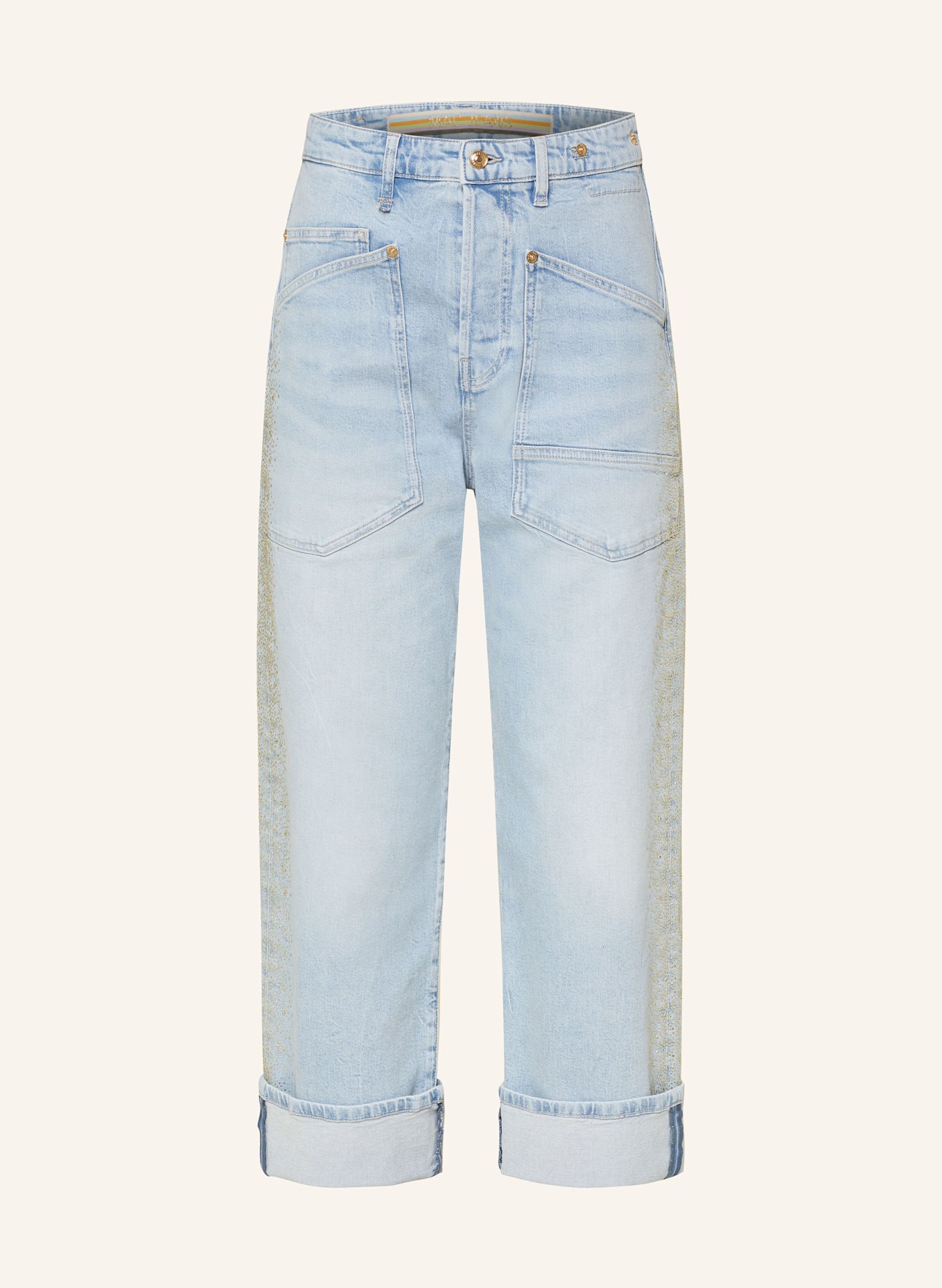 MAC Boyfriend jeans BAGGY with decorative gems: D205 light blue net washed