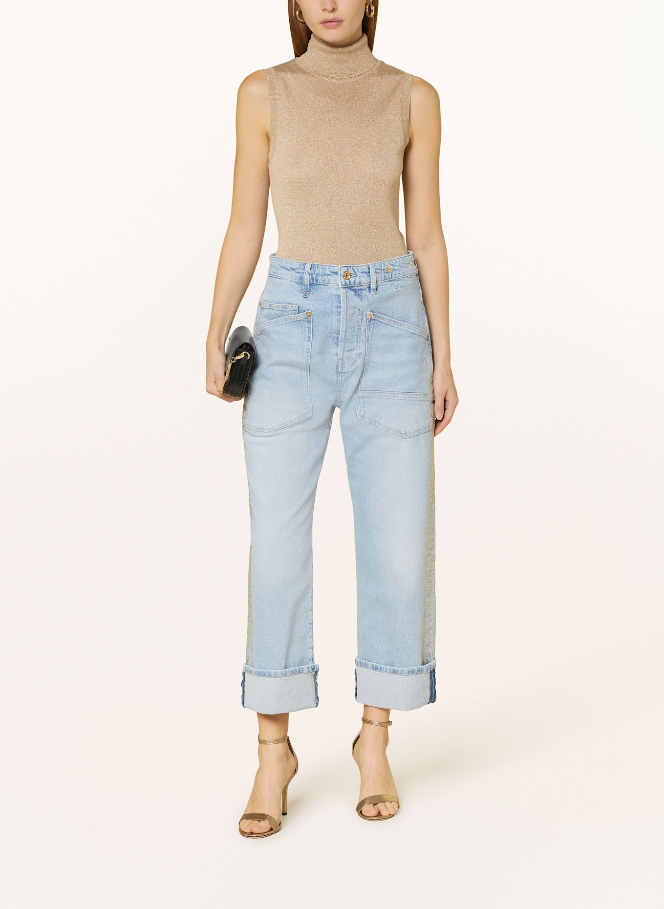 MAC Boyfriend jeans BAGGY with decorative gems: D205 light blue net washed