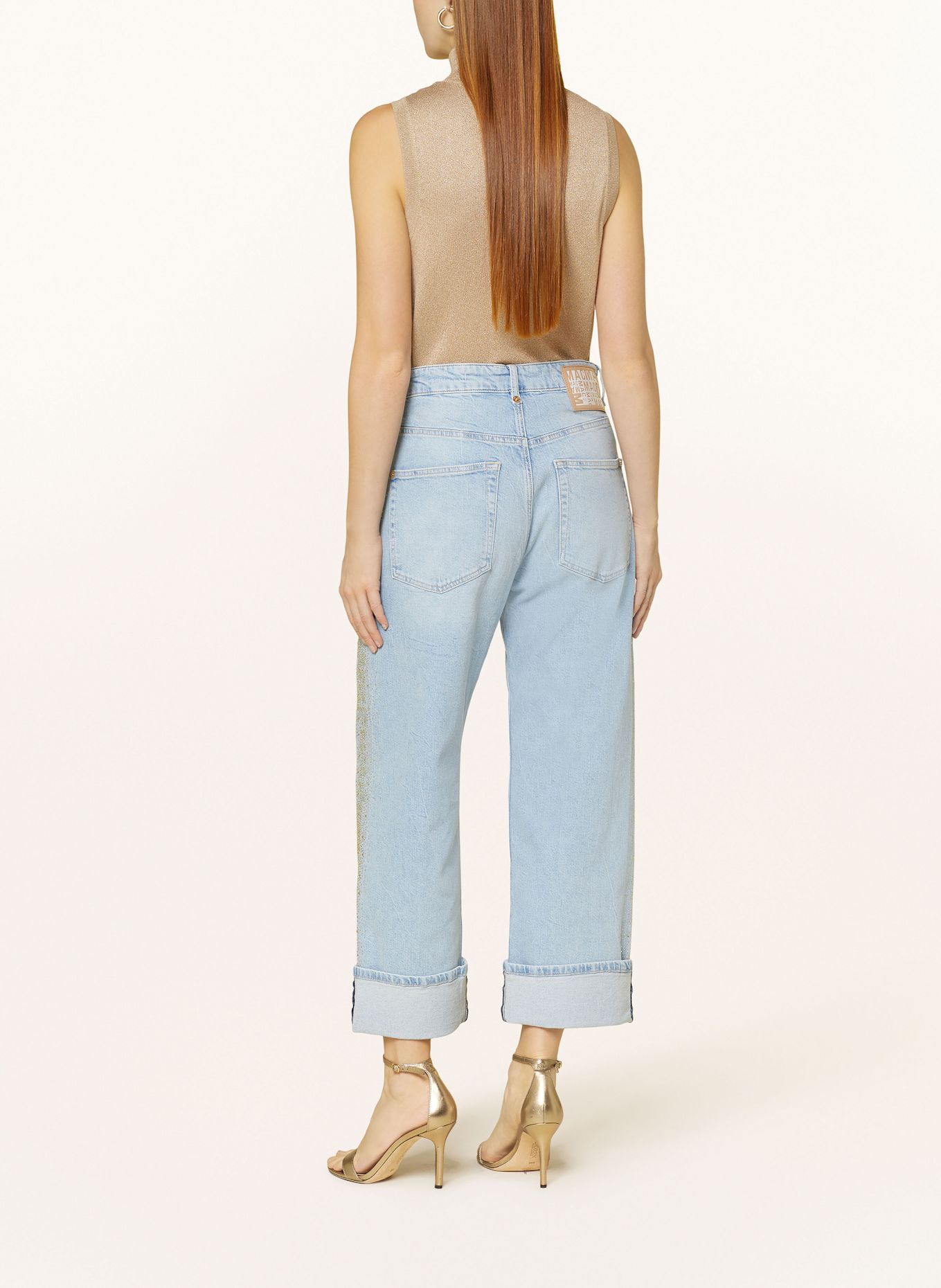 MAC Boyfriend jeans BAGGY with decorative gems: D205 light blue net washed