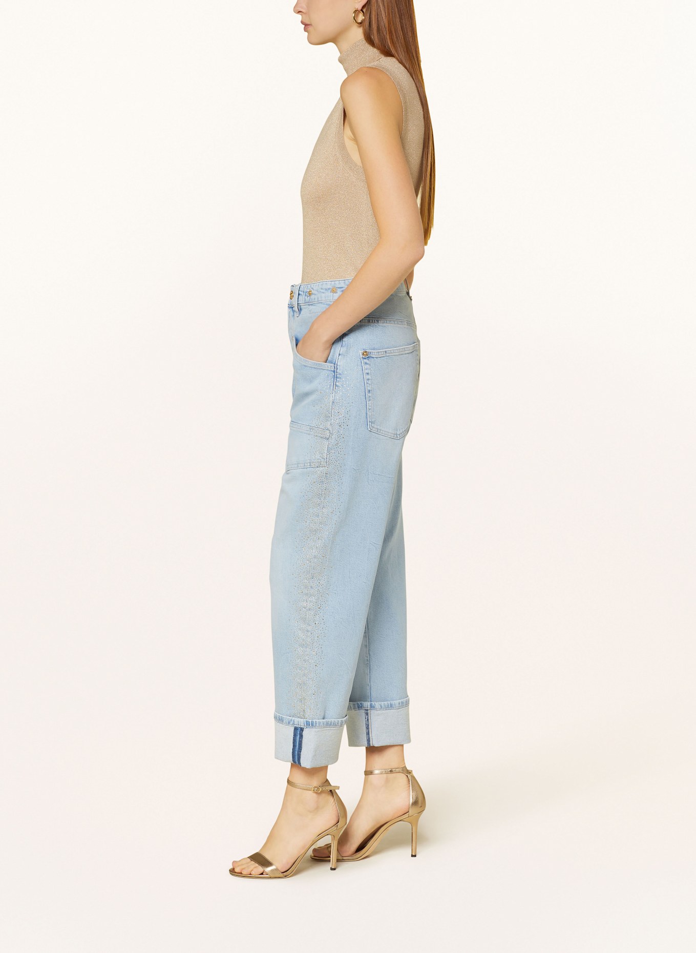 MAC Boyfriend jeans BAGGY with decorative gems: D205 light blue net washed