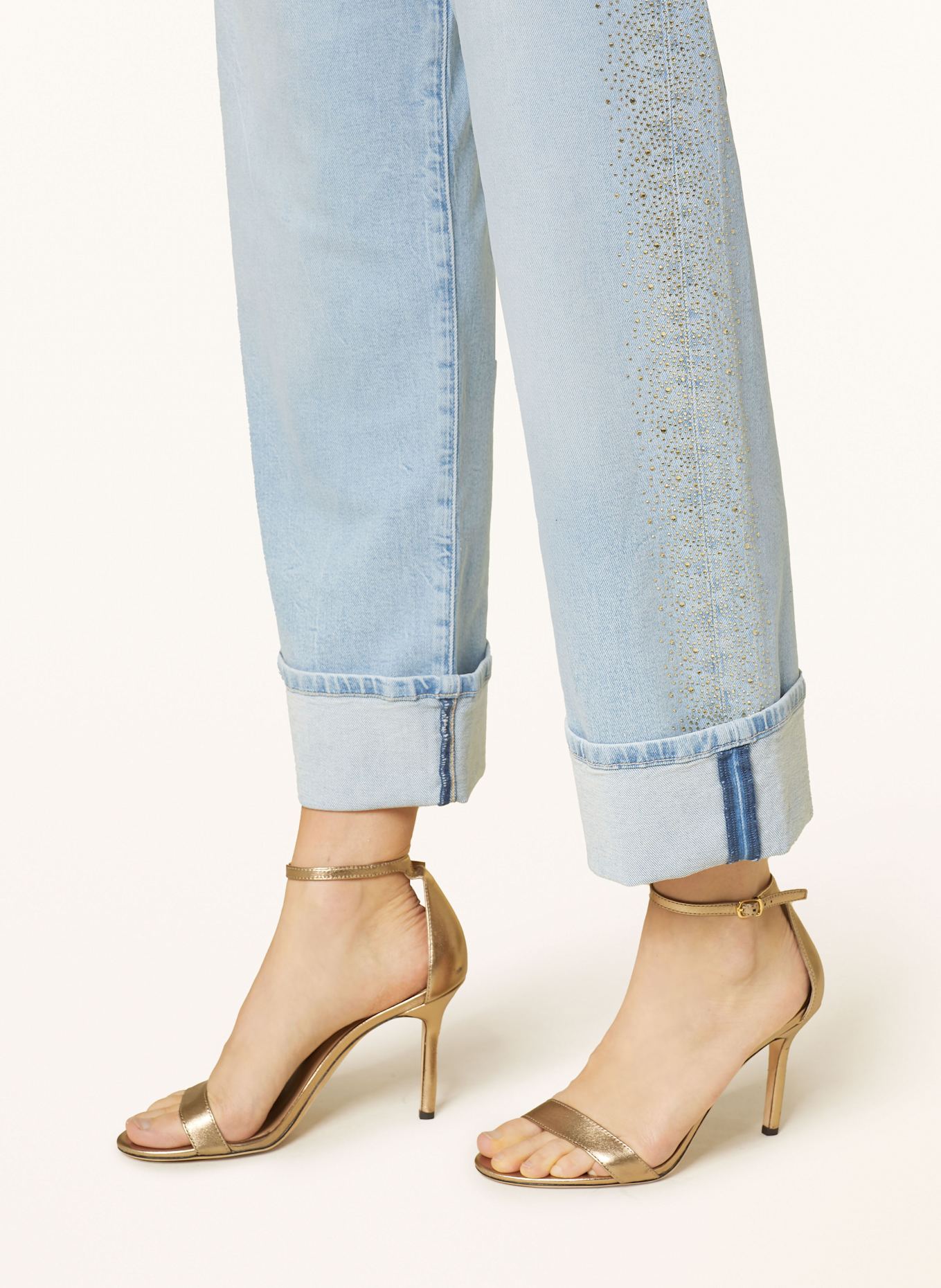 MAC Boyfriend jeans BAGGY with decorative gems: D205 light blue net washed