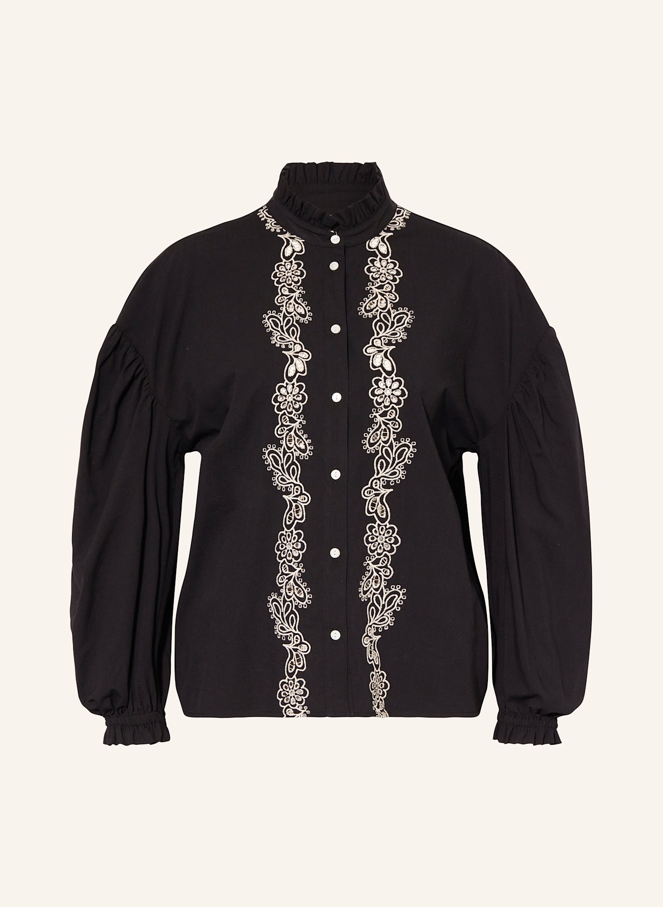 Part Two Bluse mit Lochspitze und 3/4-Arm: SCHWARZ