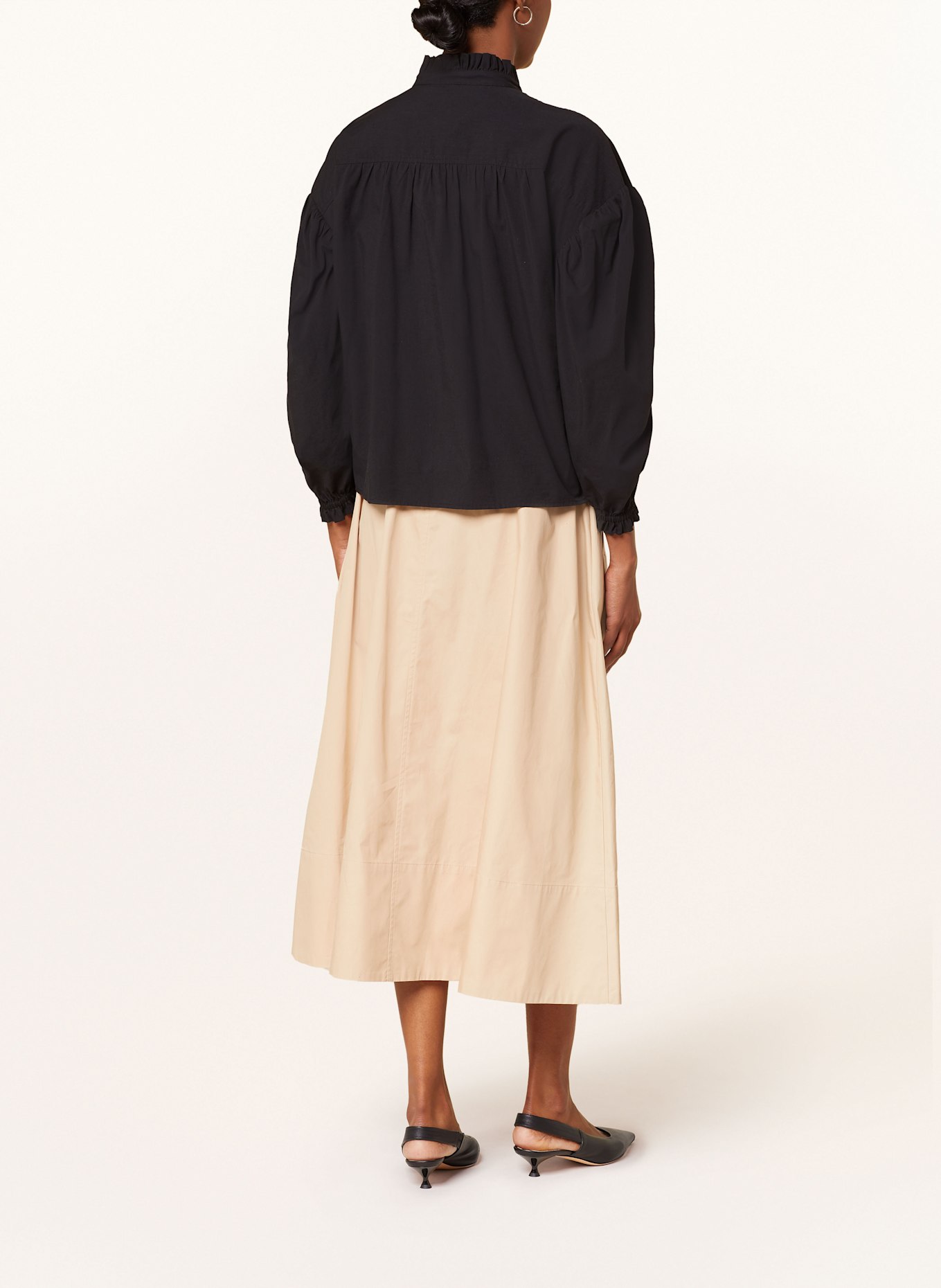 Part Two Bluse mit Lochspitze und 3/4-Arm: SCHWARZ