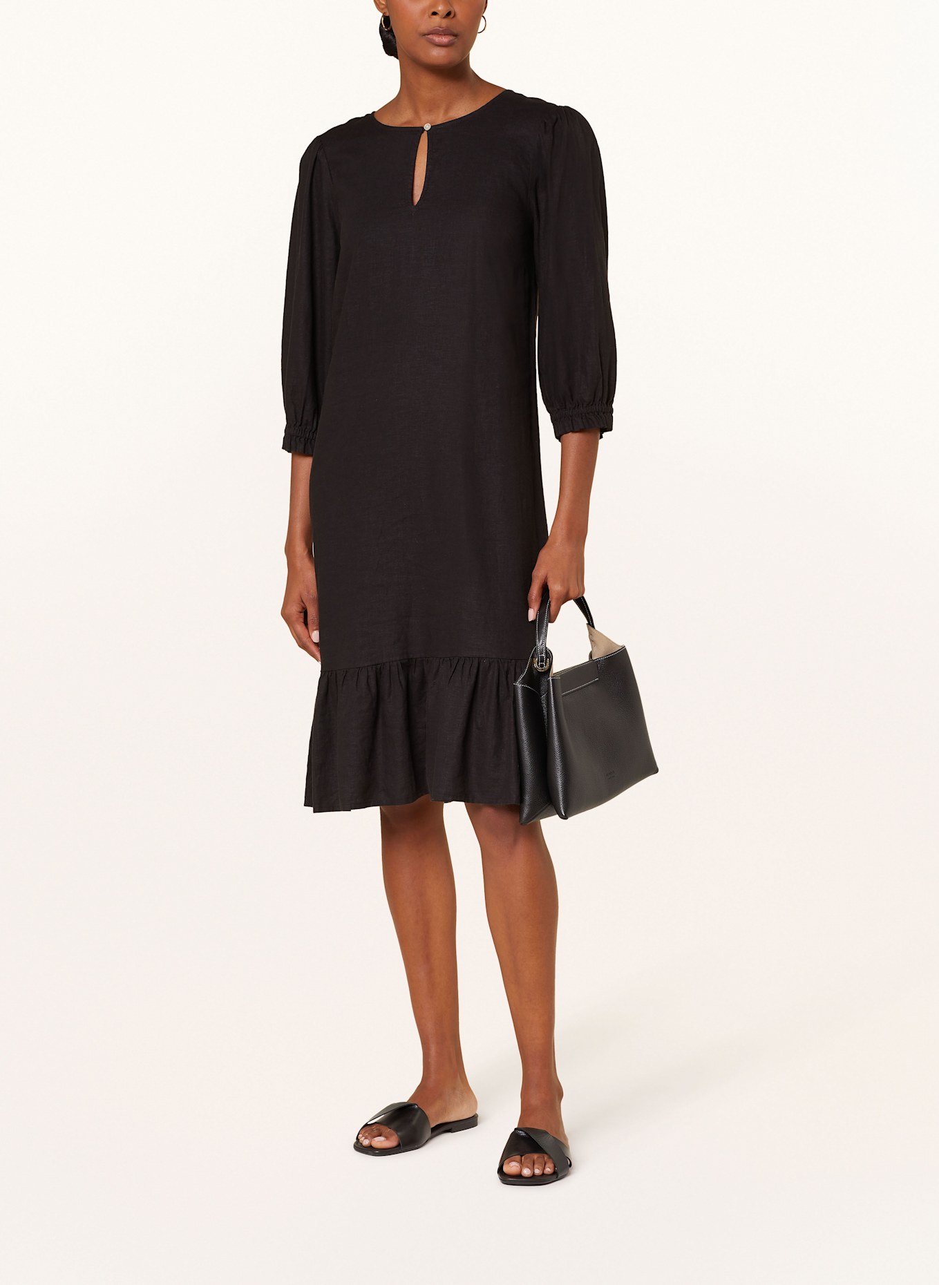 Part Two Kleid mit Leinen und 3/4-Arm: SCHWARZ