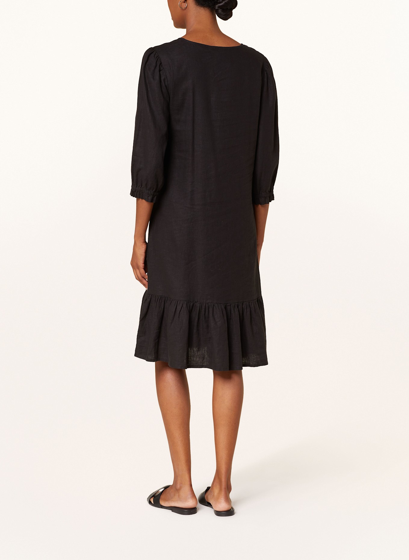 Part Two Kleid mit Leinen und 3/4-Arm: SCHWARZ