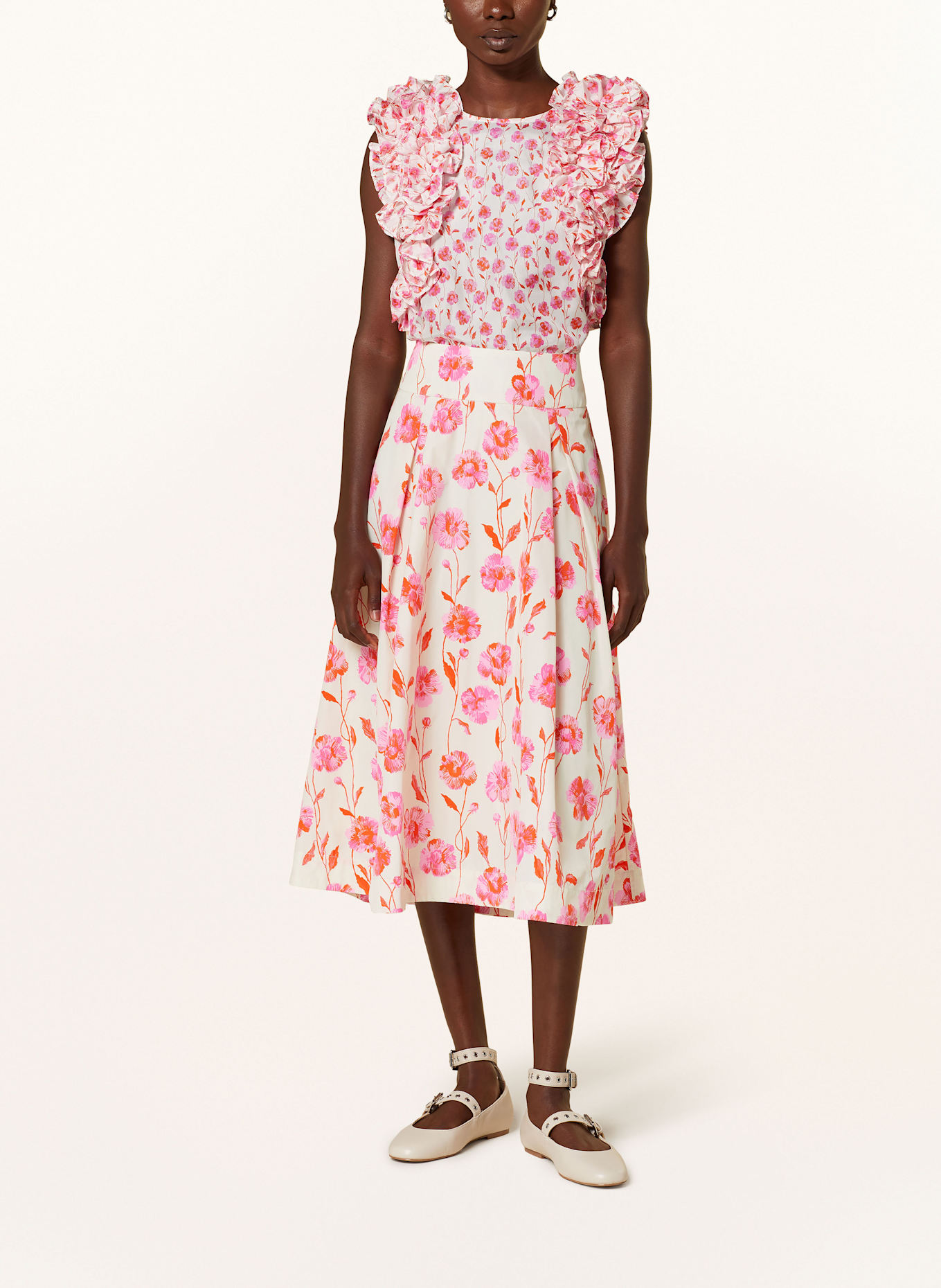 ESSENTIEL ANTWERP Blusentop HONOUR aus Satin: PINK / WEISS