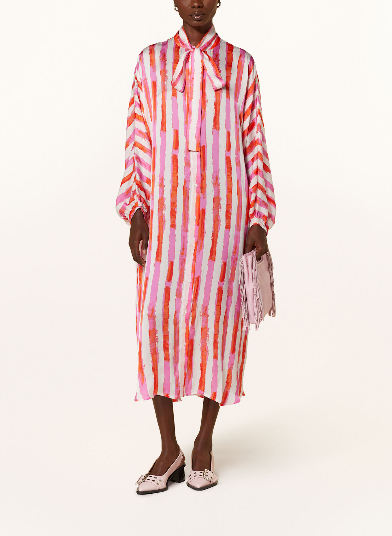 ESSENTIEL ANTWERP Satinkleid HORIDA: WEISS / PINK / ROT