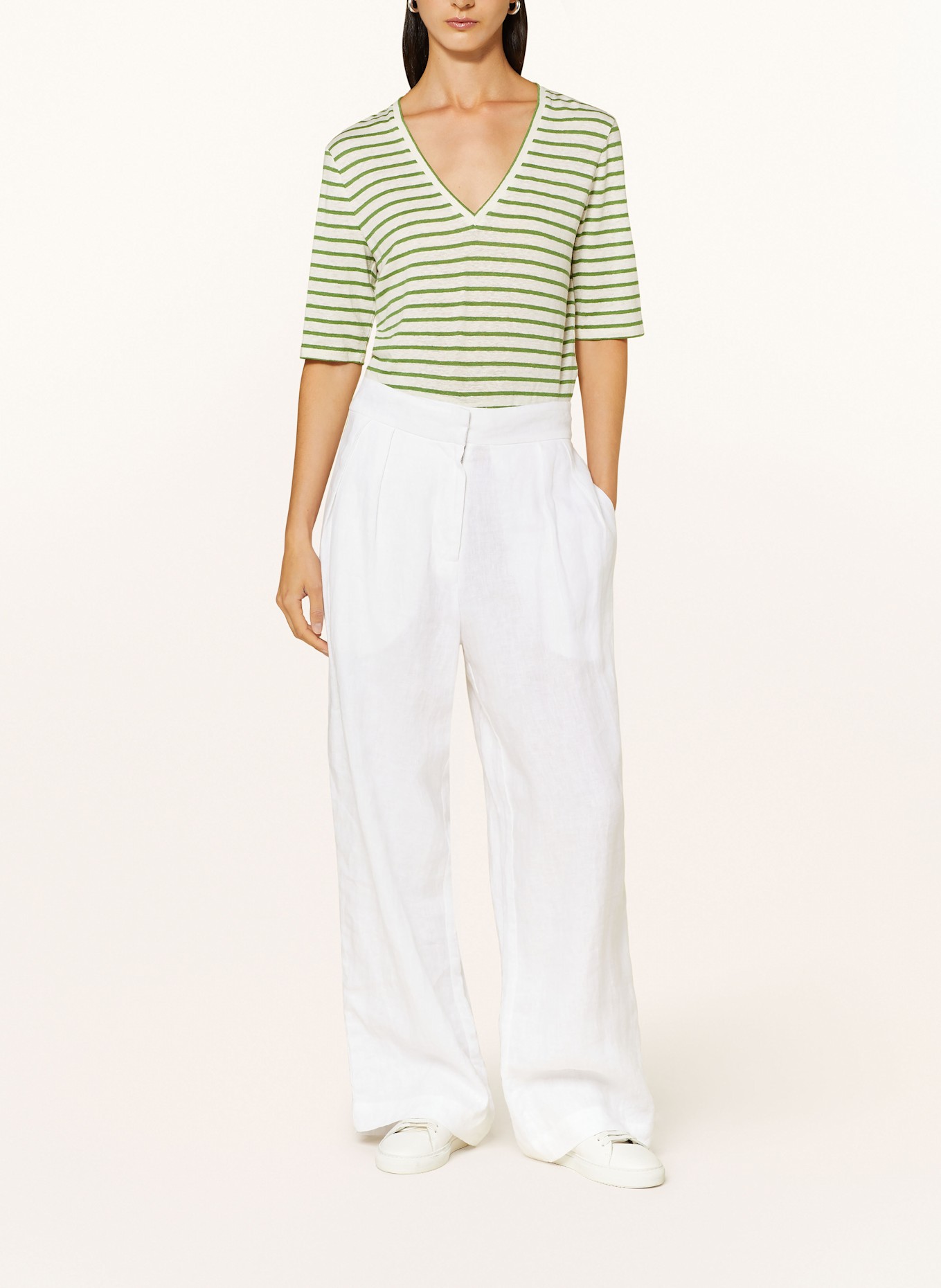 WEEKEND MAX MARA ストレッチ リネン ジャージーTシャツ OPZIONE Stretch linen jersey T-shirt, white | Weekend Max Mara