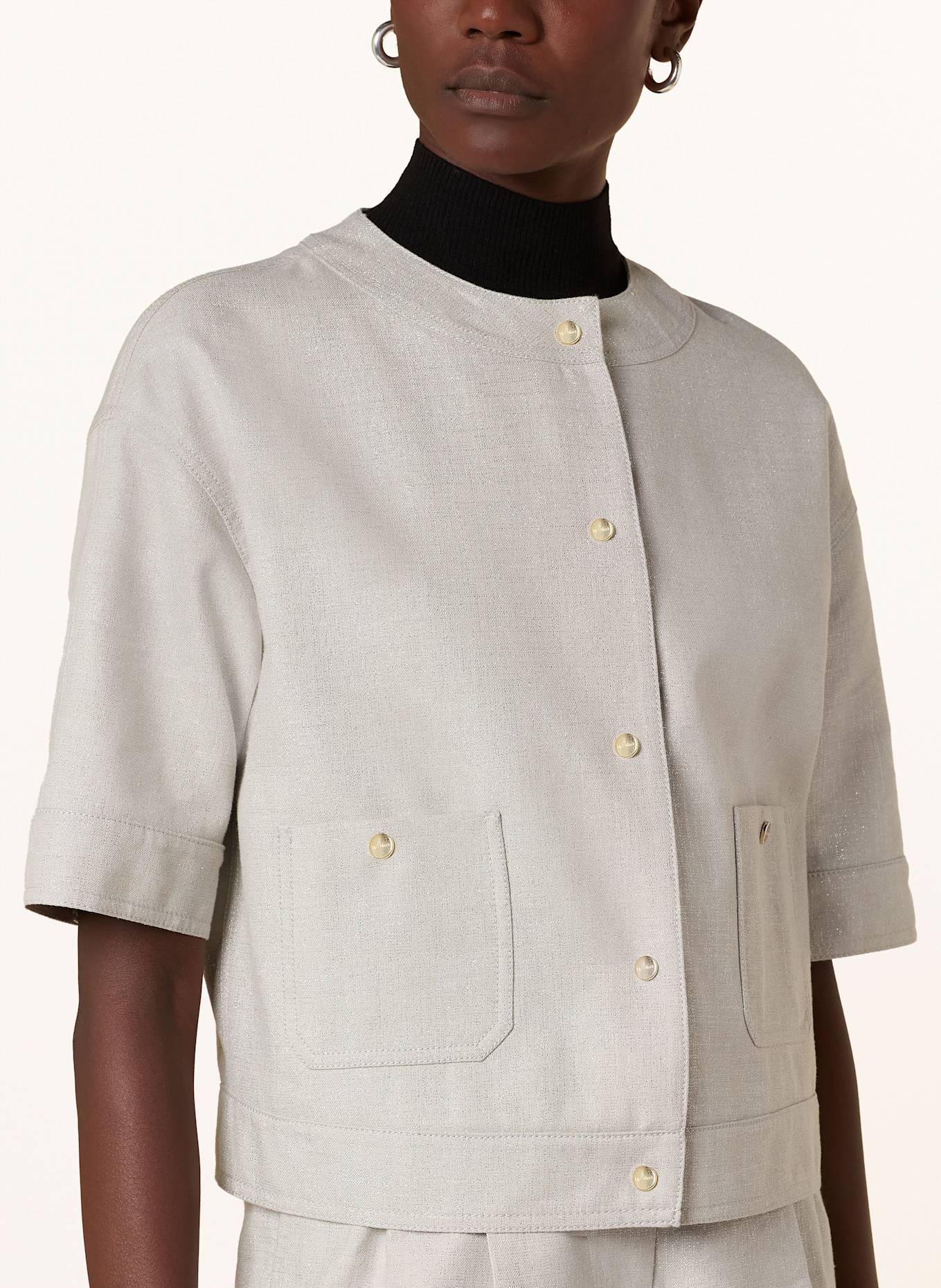 Max Mara STUDIO ボックスジャケット AGILE Max Mara STUDIO AGILE box jacket with linen and glitter