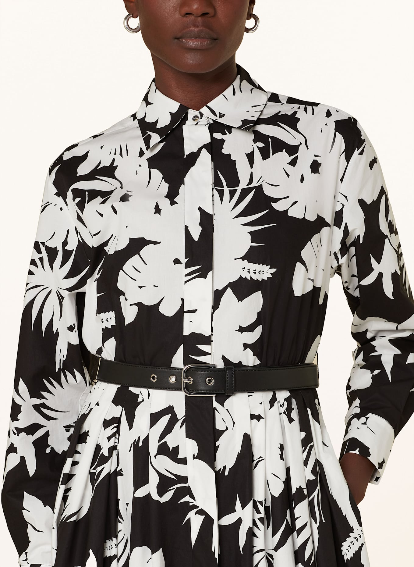 【Max Mara Studio】USSEL プリント コットン シャツ ドレス Max Mara STUDIO Shirt dress USSEL in black/ white
