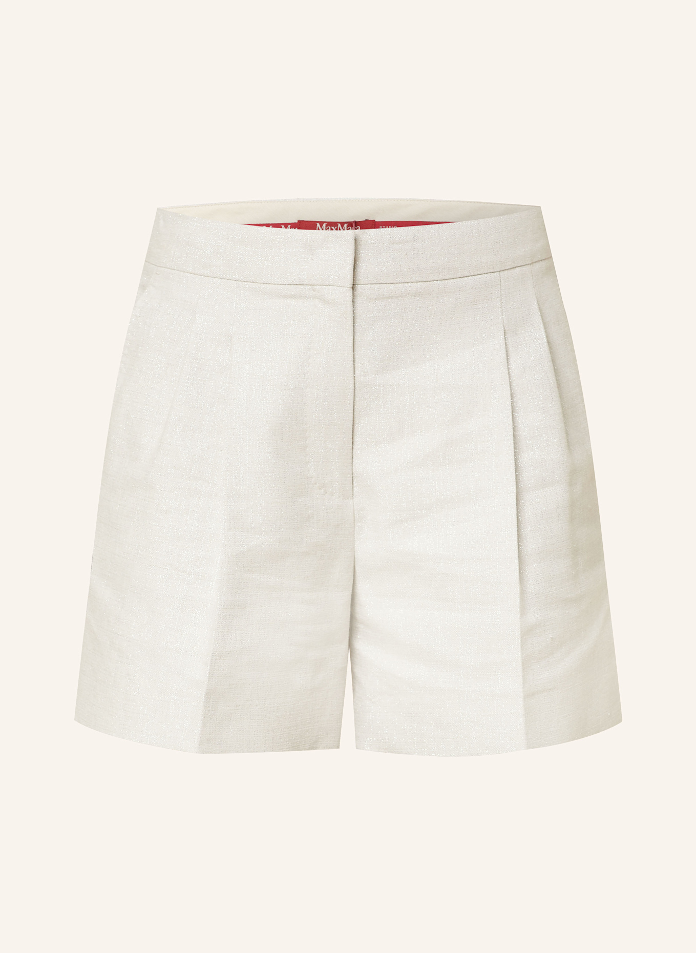 Max Mara STUDIO Shorts FAVILLA mit Leinen und Glitzergarn: HELLGRAU