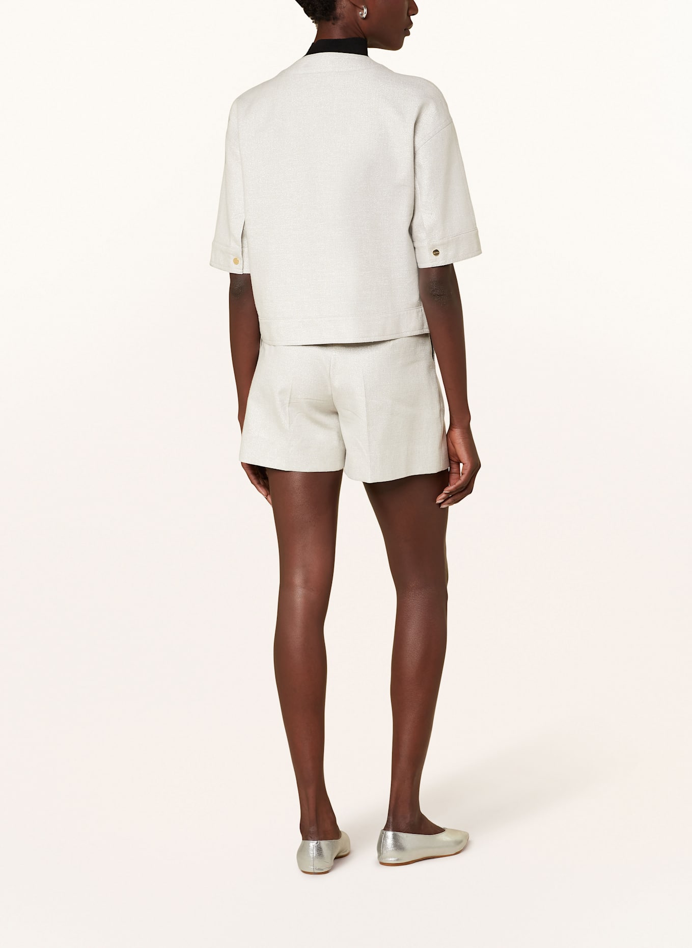 Max Mara STUDIO Shorts FAVILLA mit Leinen und Glitzergarn: HELLGRAU