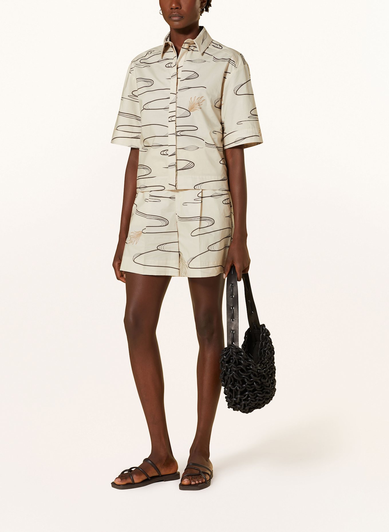 MM Cropped-Hemdbluse JENNI: CREME / BEIGE / DUNKELBRAUN