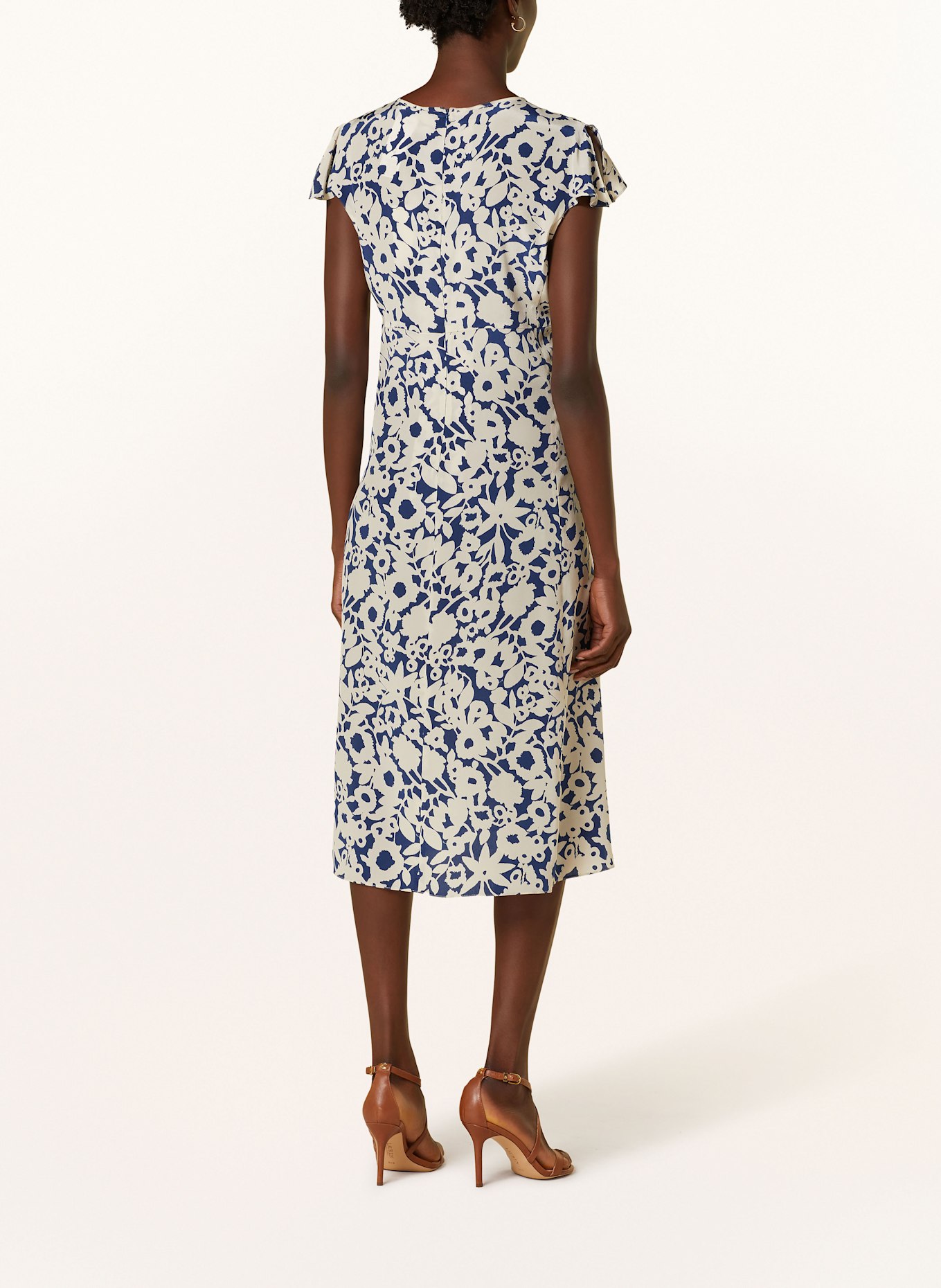 S Max Mara Seidenkleid GISELLA in creme/ dunkelblau
