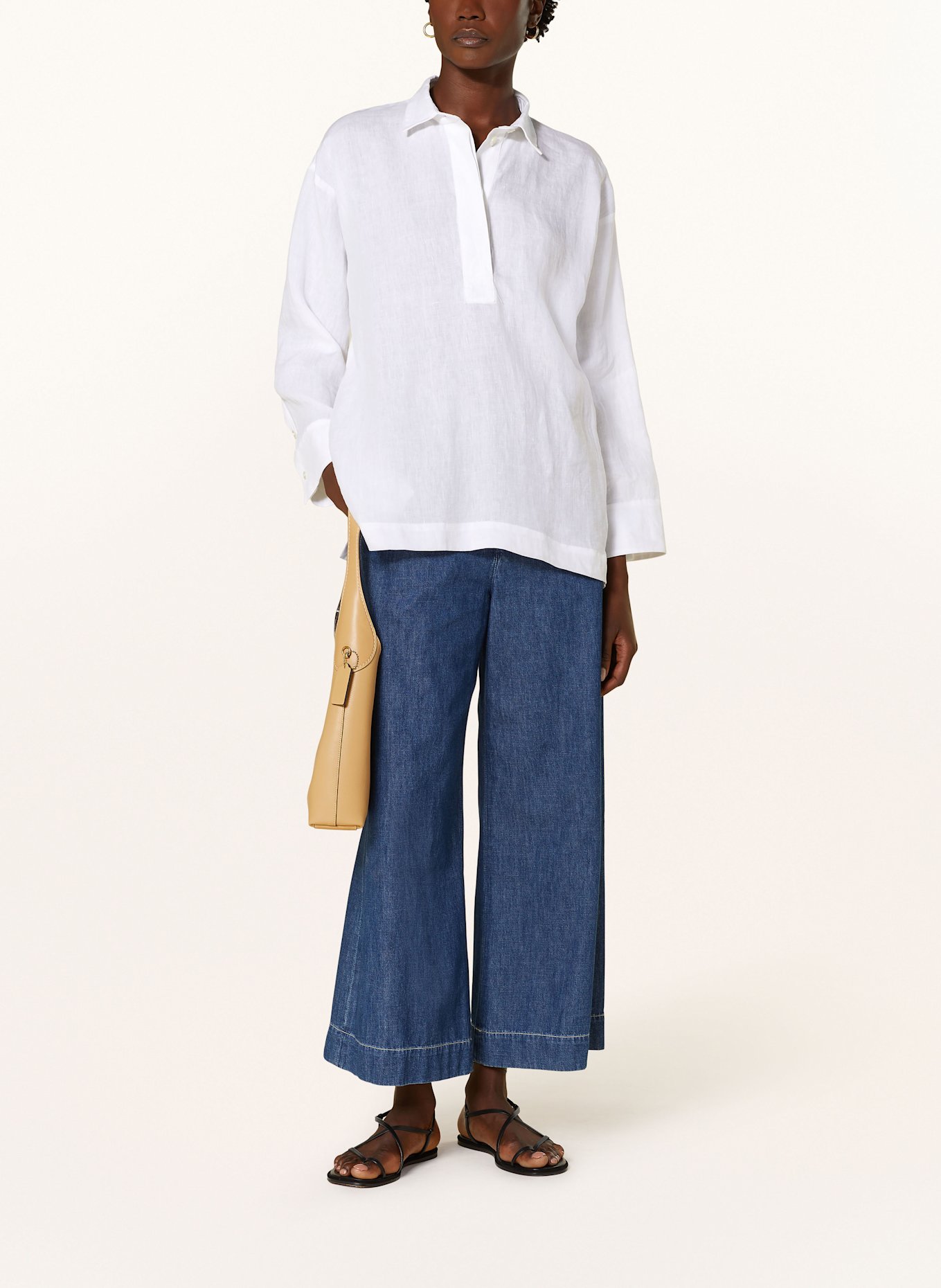 S Max Mara Oversized-Blusenshirt VARESE aus Leinen: WEISS