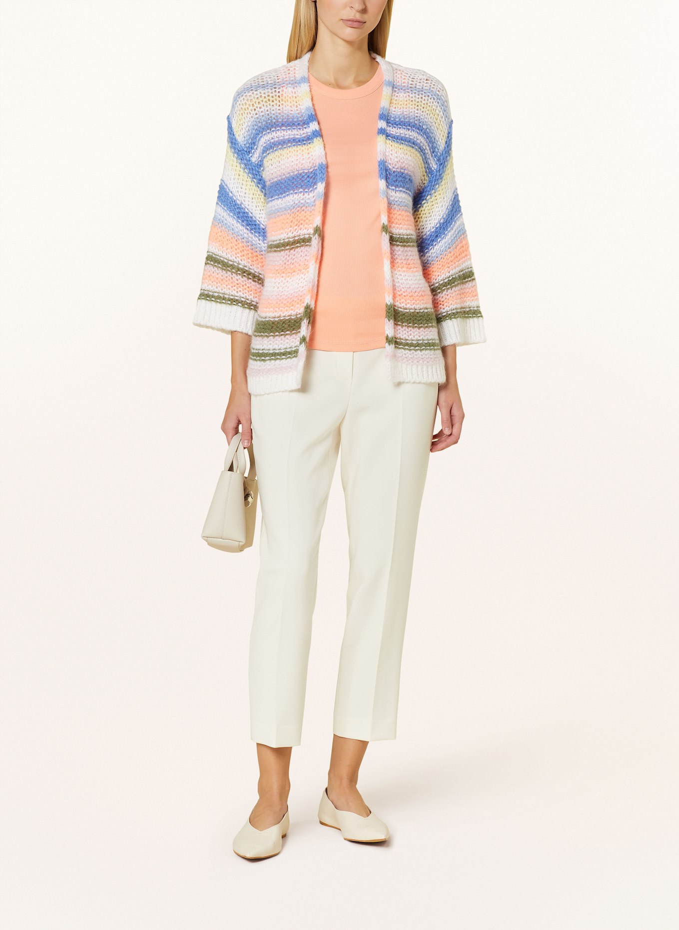 CINQUE Strickhülle CIVANA mit 3/4-Arm: ECRU / BLAU / NEONORANGE