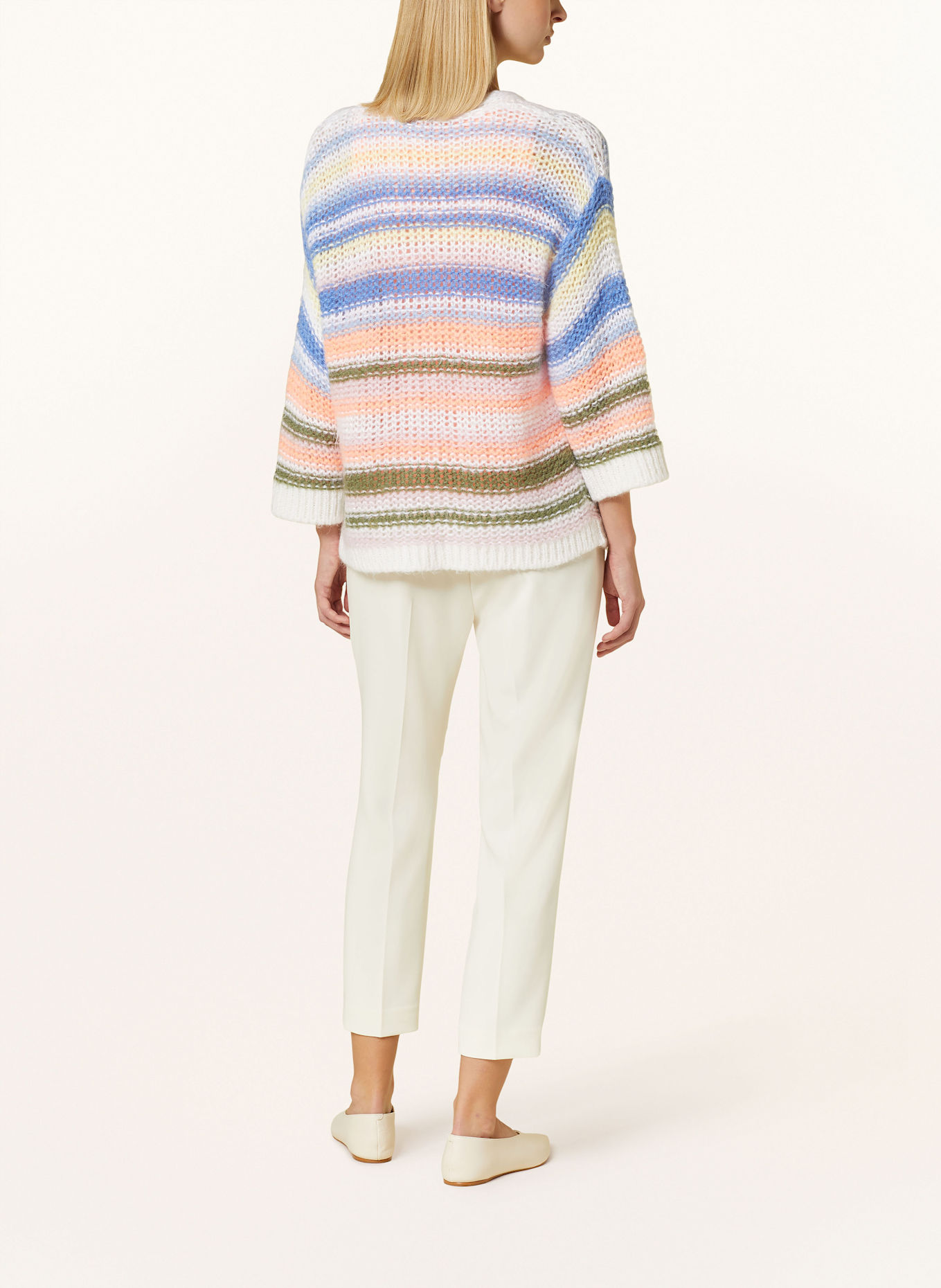 CINQUE Strickhülle CIVANA mit 3/4-Arm: ECRU / BLAU / NEONORANGE