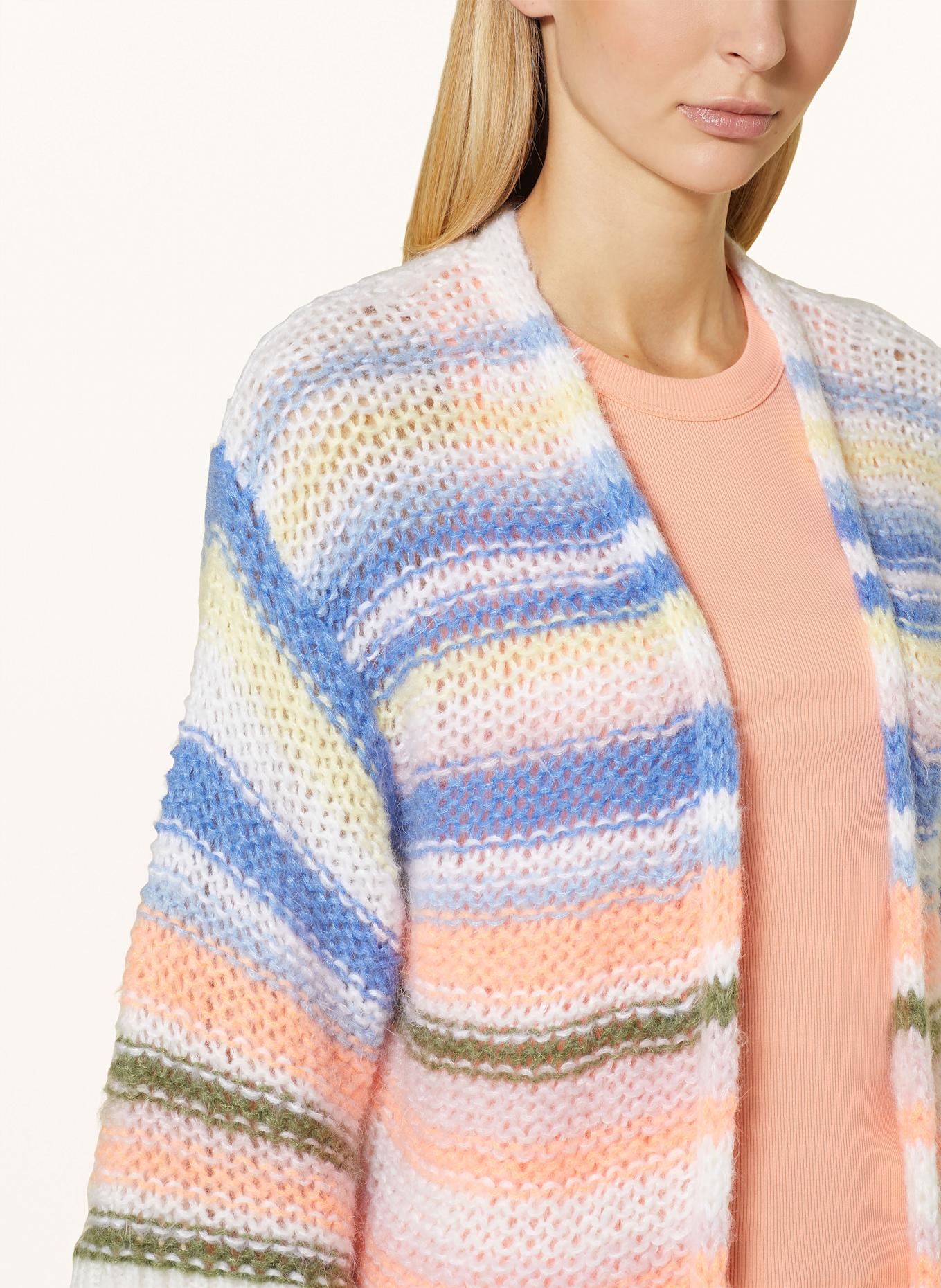 CINQUE Strickhülle CIVANA mit 3/4-Arm: ECRU / BLAU / NEONORANGE