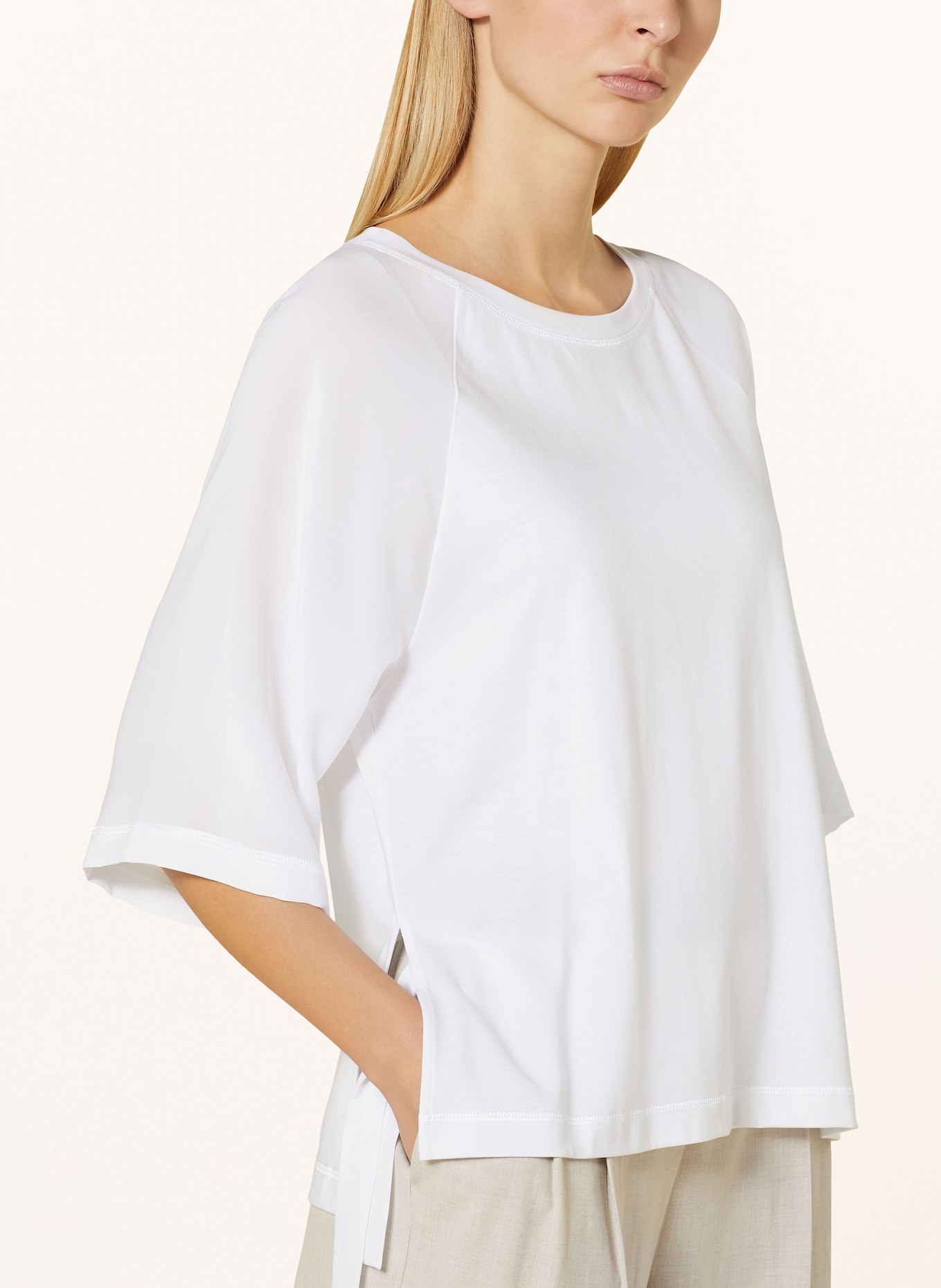 CINQUE CIFINE shirt blouse in mixed materials, Color: WHITE (Image 4)