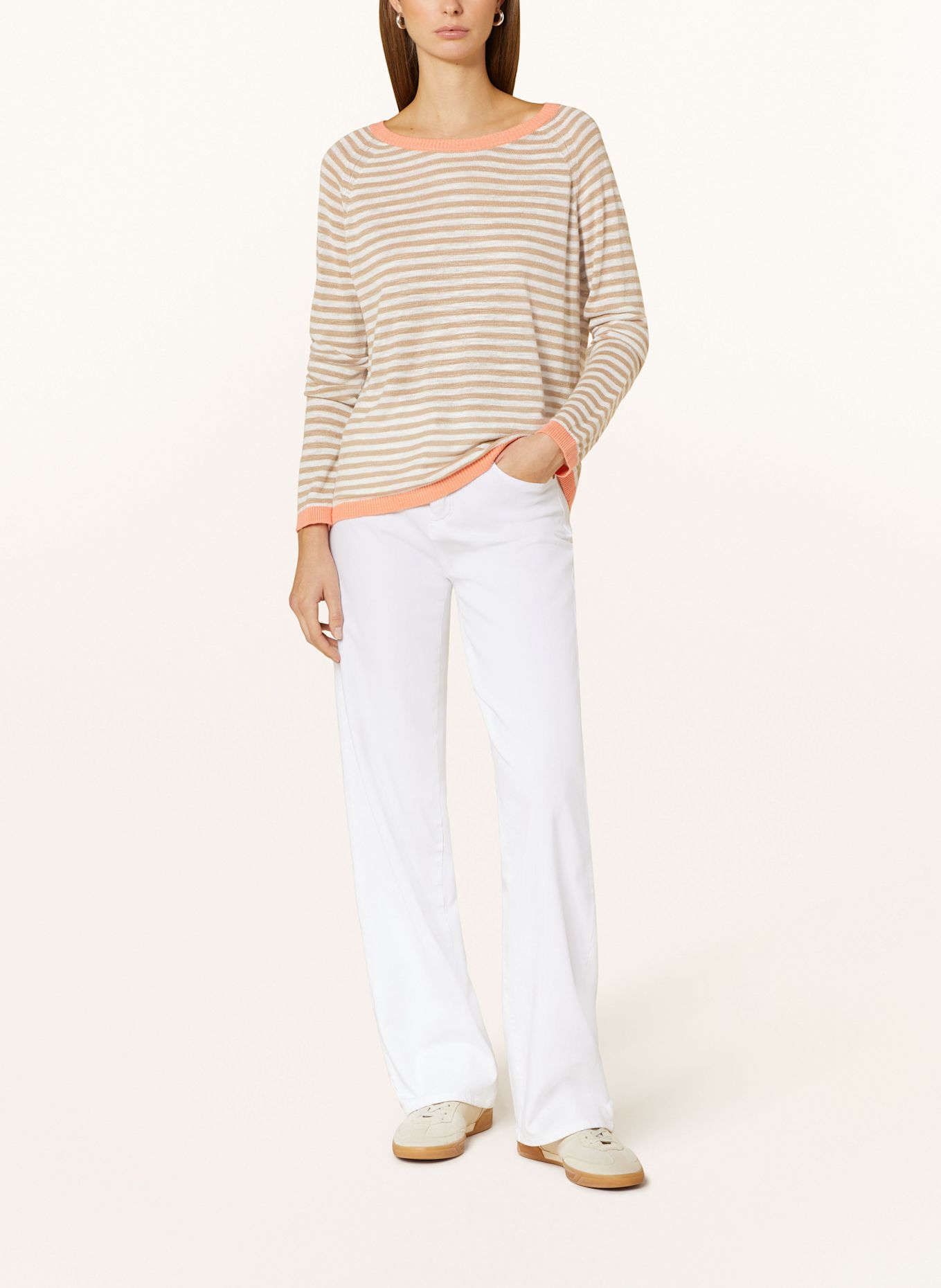 CINQUE Pullover CILINDO: WEISS / TAUPE / ORANGE