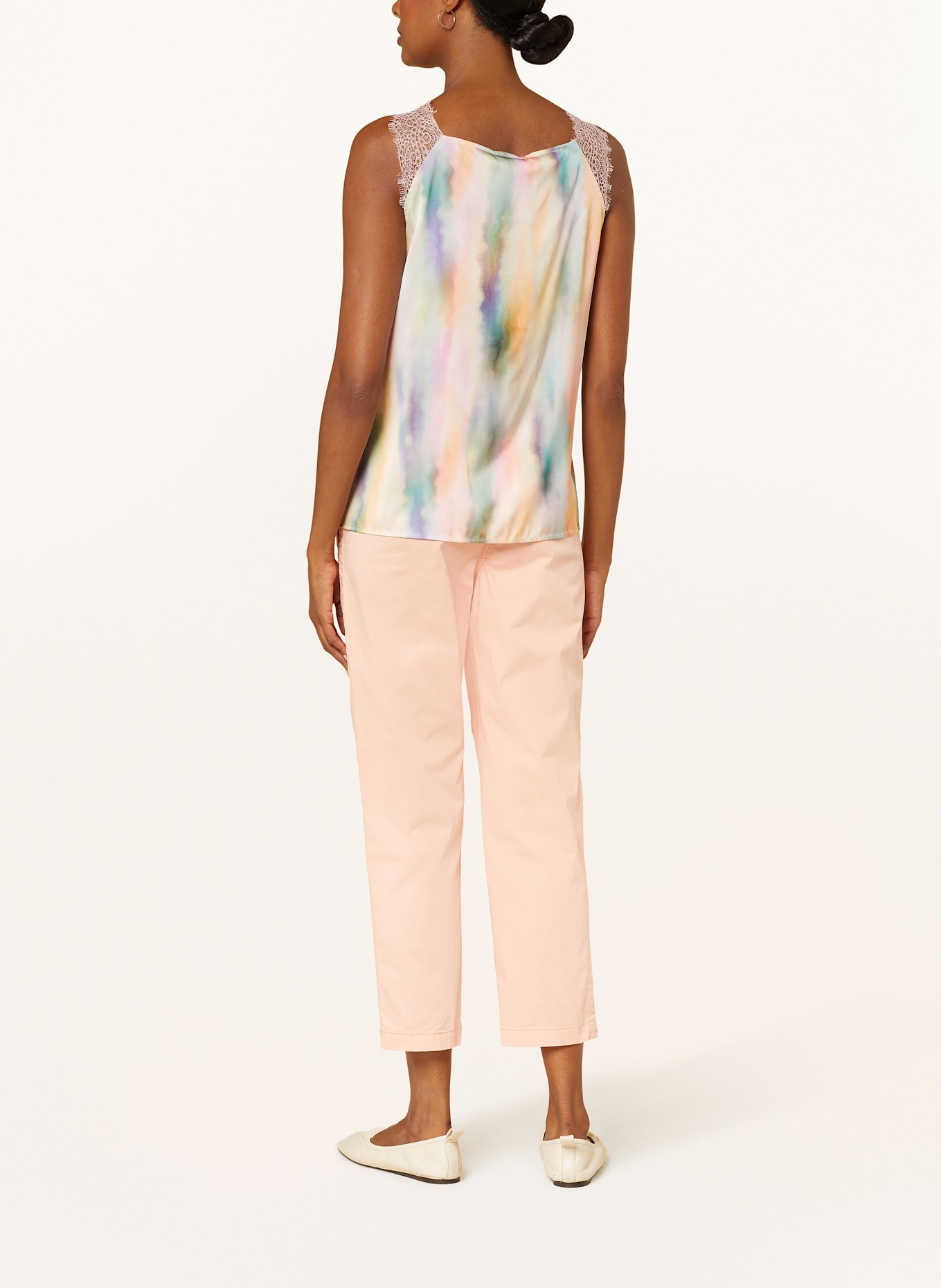 CINQUE Blusentop CITJALDA aus Satin: GRÜN / HELLORANGE / HELLROSA