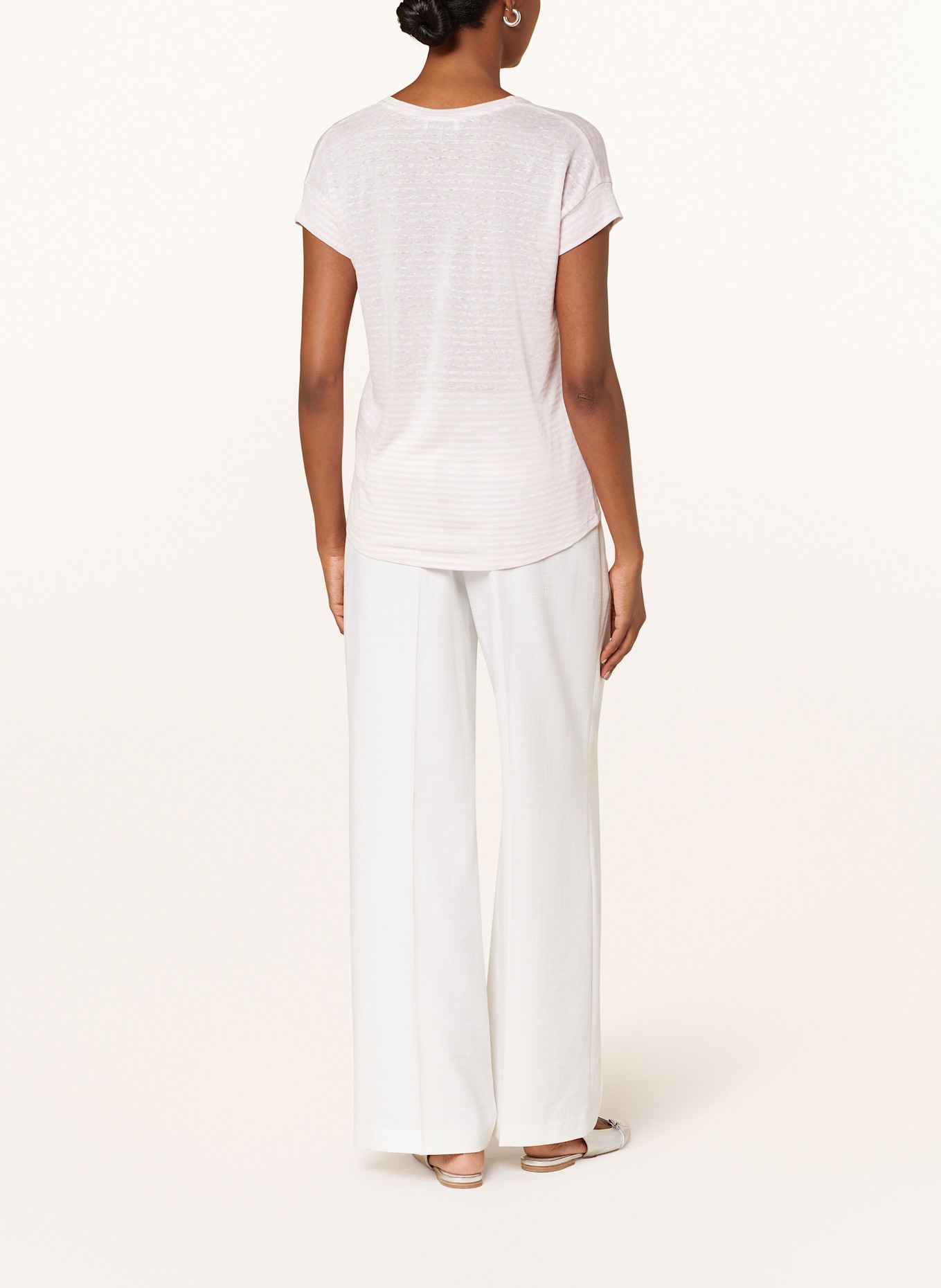 CINQUE T-Shirt CITICKI mit Leinen: ROSA / WEISS