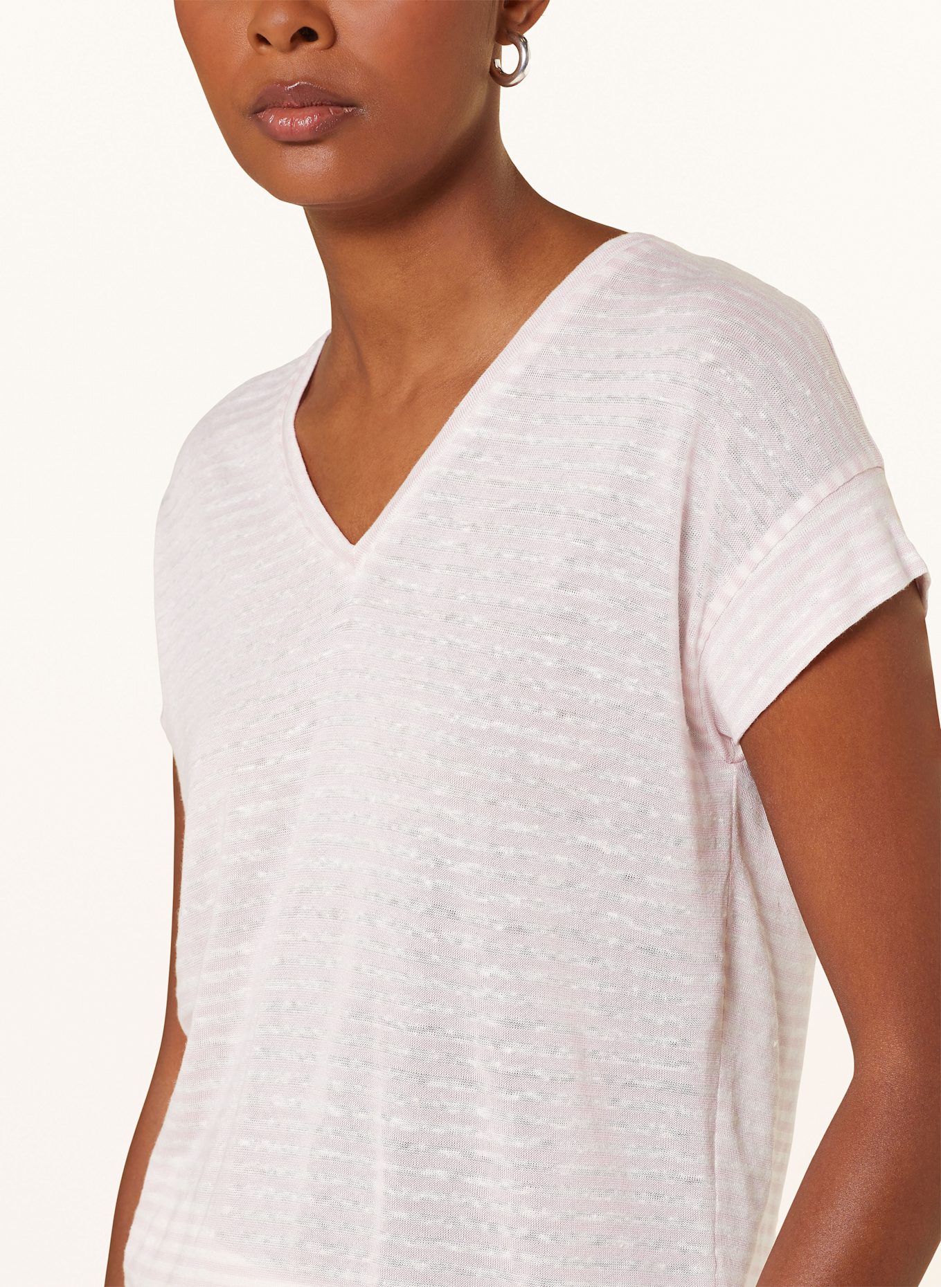CINQUE T-Shirt CITICKI mit Leinen: ROSA / WEISS