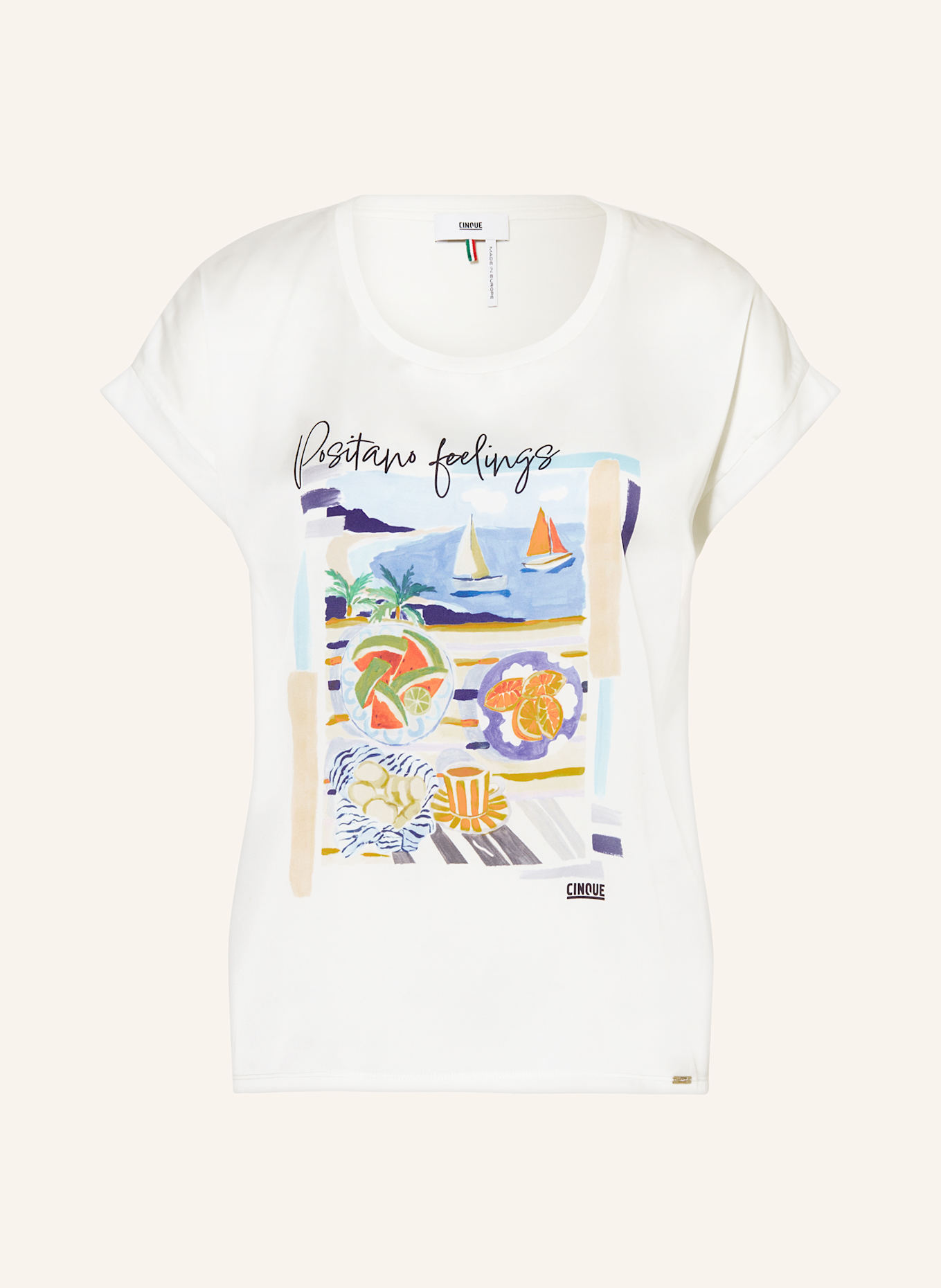 CINQUE T-Shirt CIPOSANO im Materialmix: WEISS