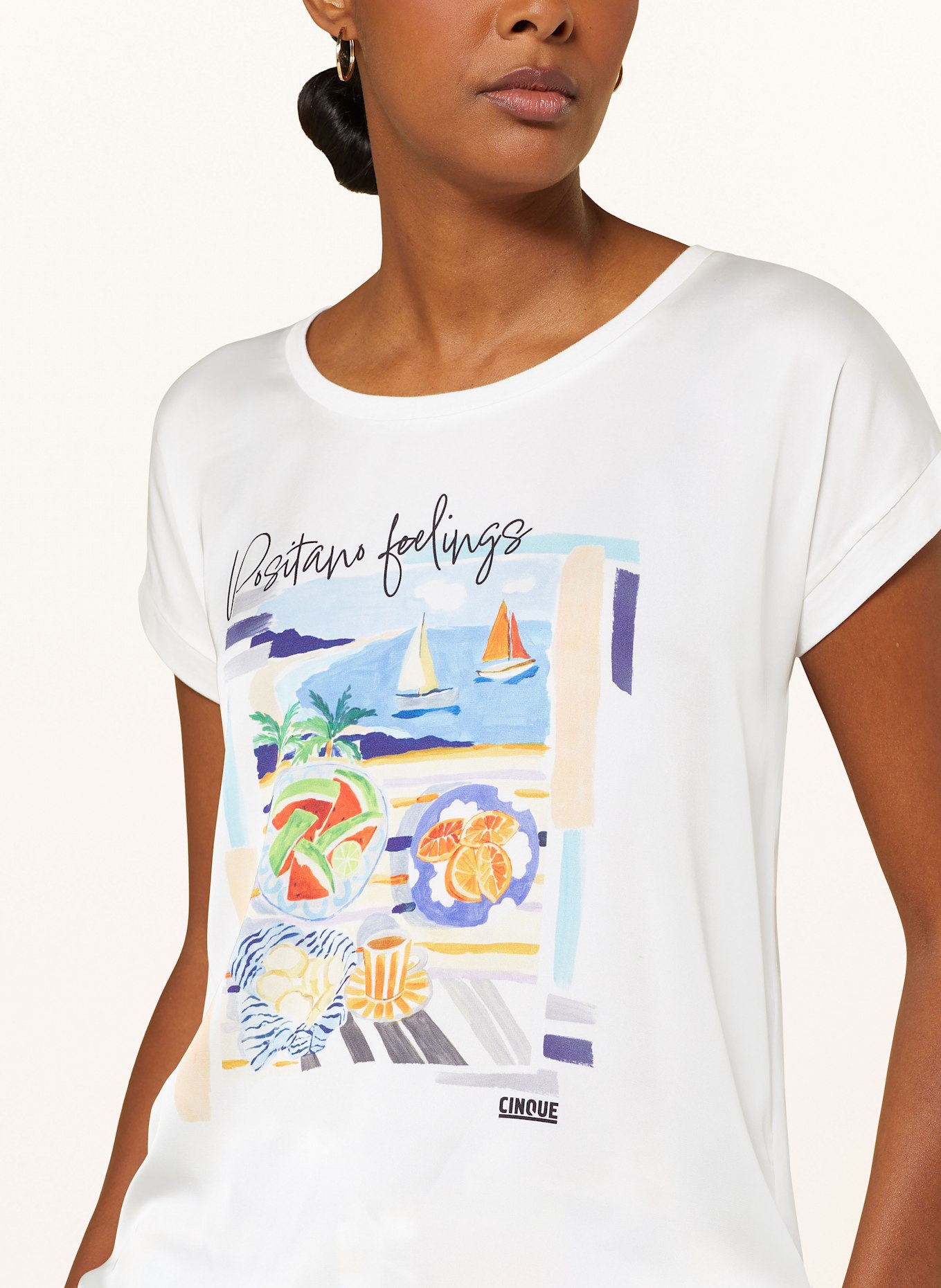 CINQUE T-Shirt CIPOSANO im Materialmix: WEISS