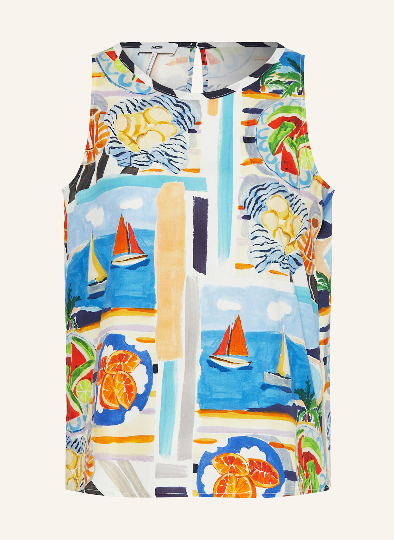 CINQUE Halenkový top CITAFF: BÍLÁ / MODRÁ / ORANŽOVÁ