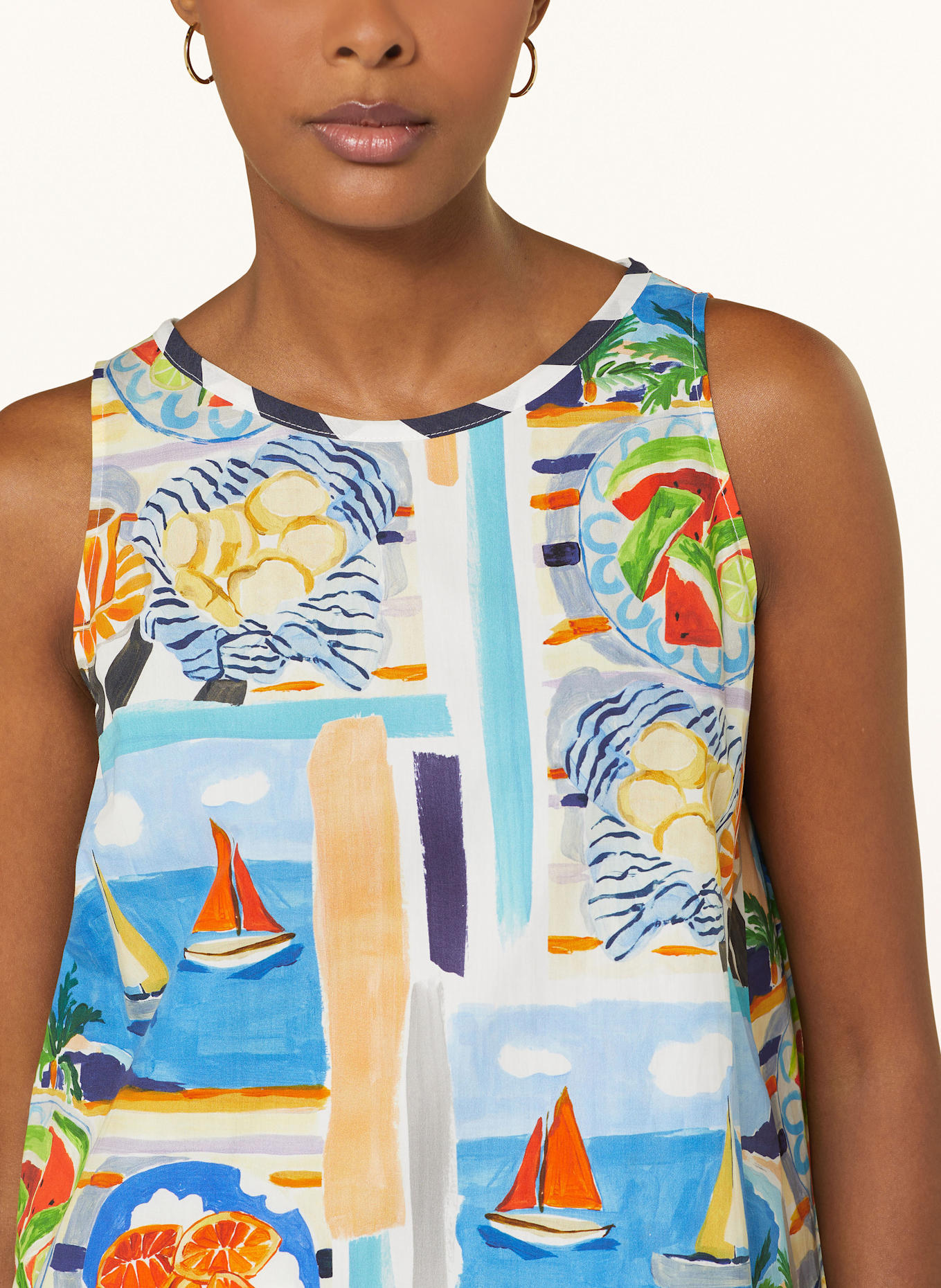 CINQUE Halenkový top CITAFF: BÍLÁ / MODRÁ / ORANŽOVÁ