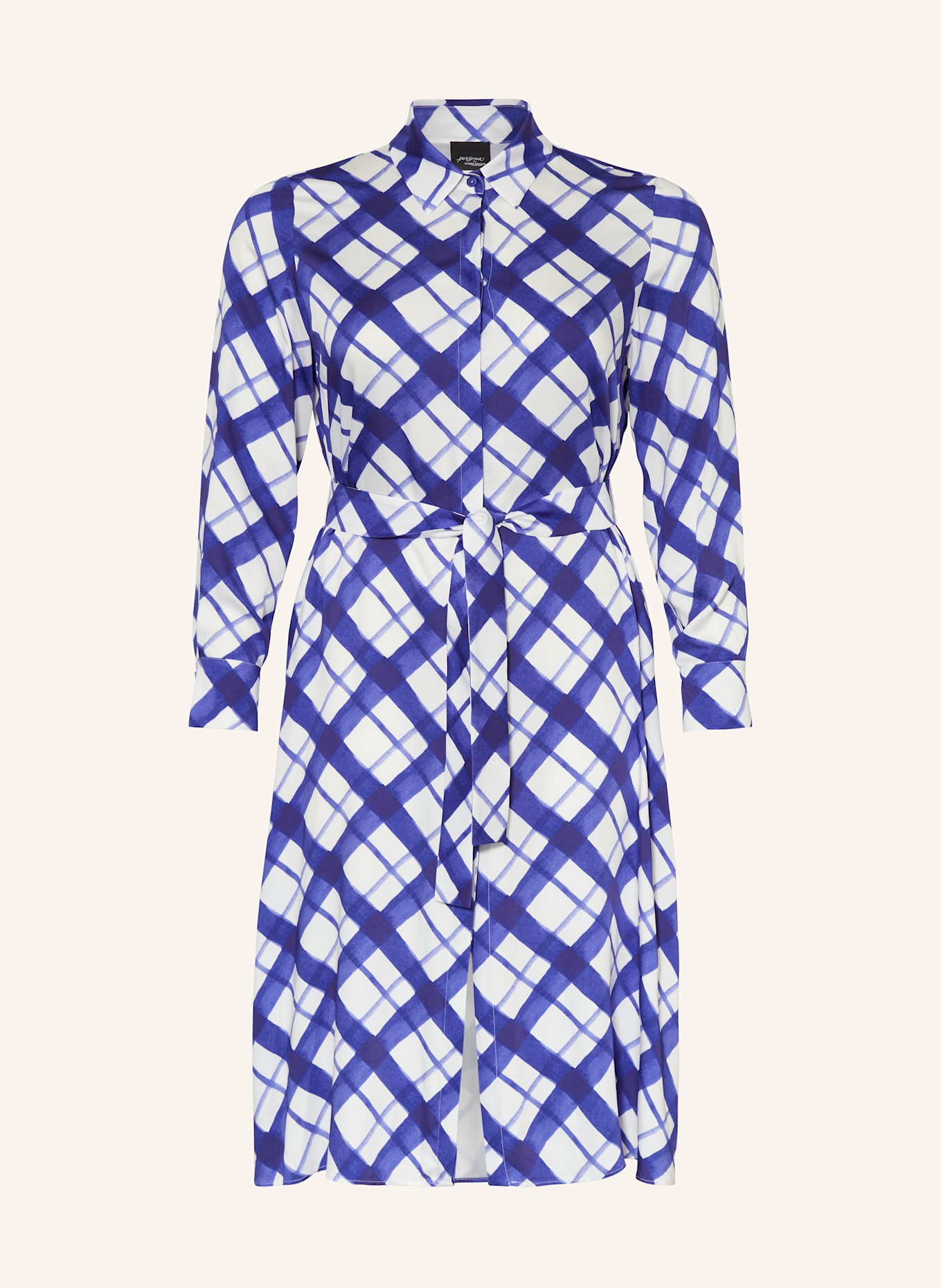 MARINA RINALDI PERSONA Hemdblusenkleid LAPPOLE: WEISS/ BLAU