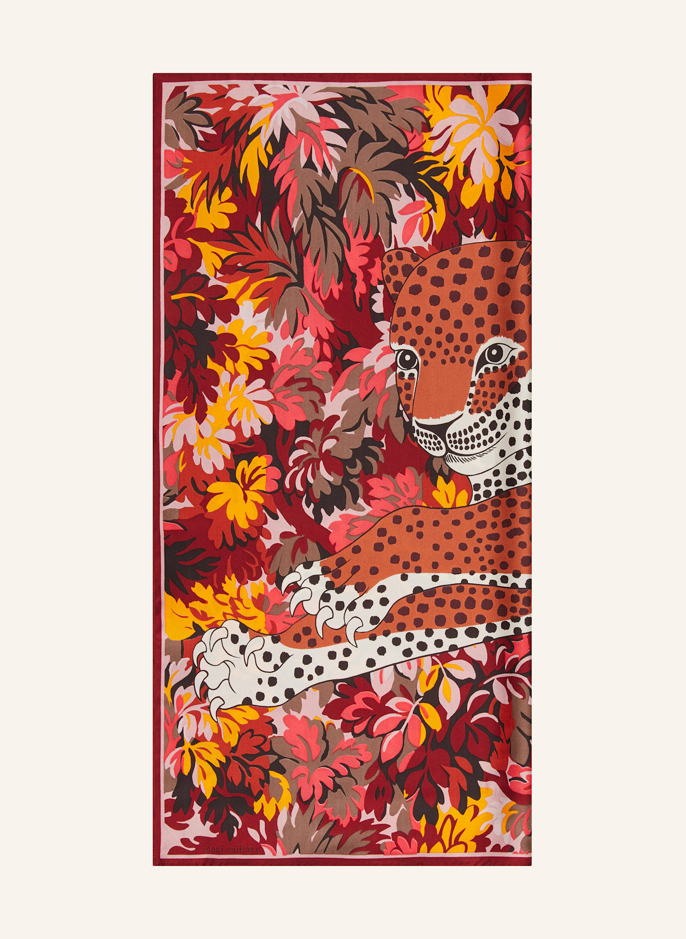 INOUI EDITIONS Silk scarf MIKE: DARK RED / RED / DARK ORANGE