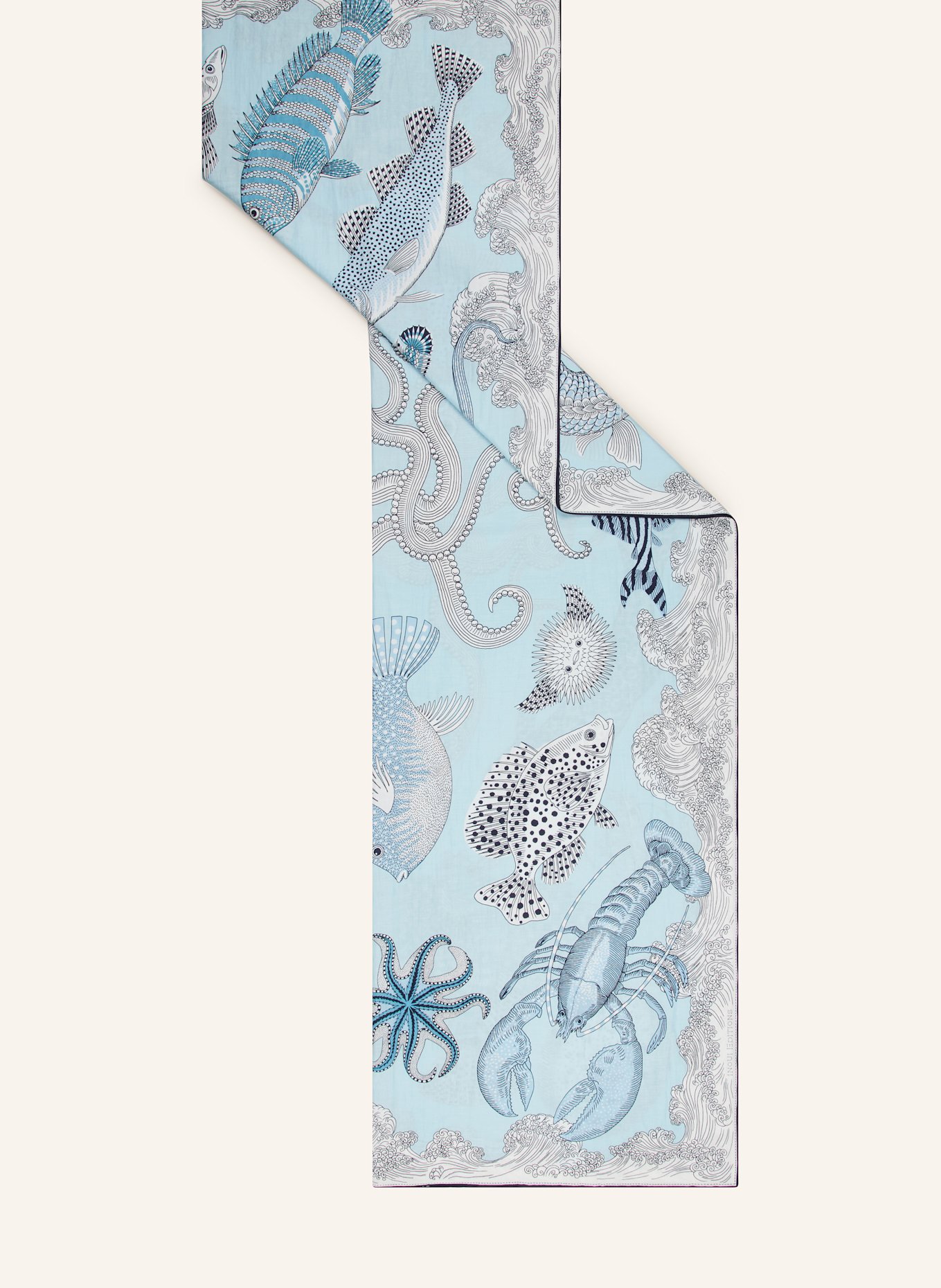 INOUI EDITIONS Chusta z dodatkiem jedwabiu: JASNONIEBIESKI / BIAŁY / GRANATOWY