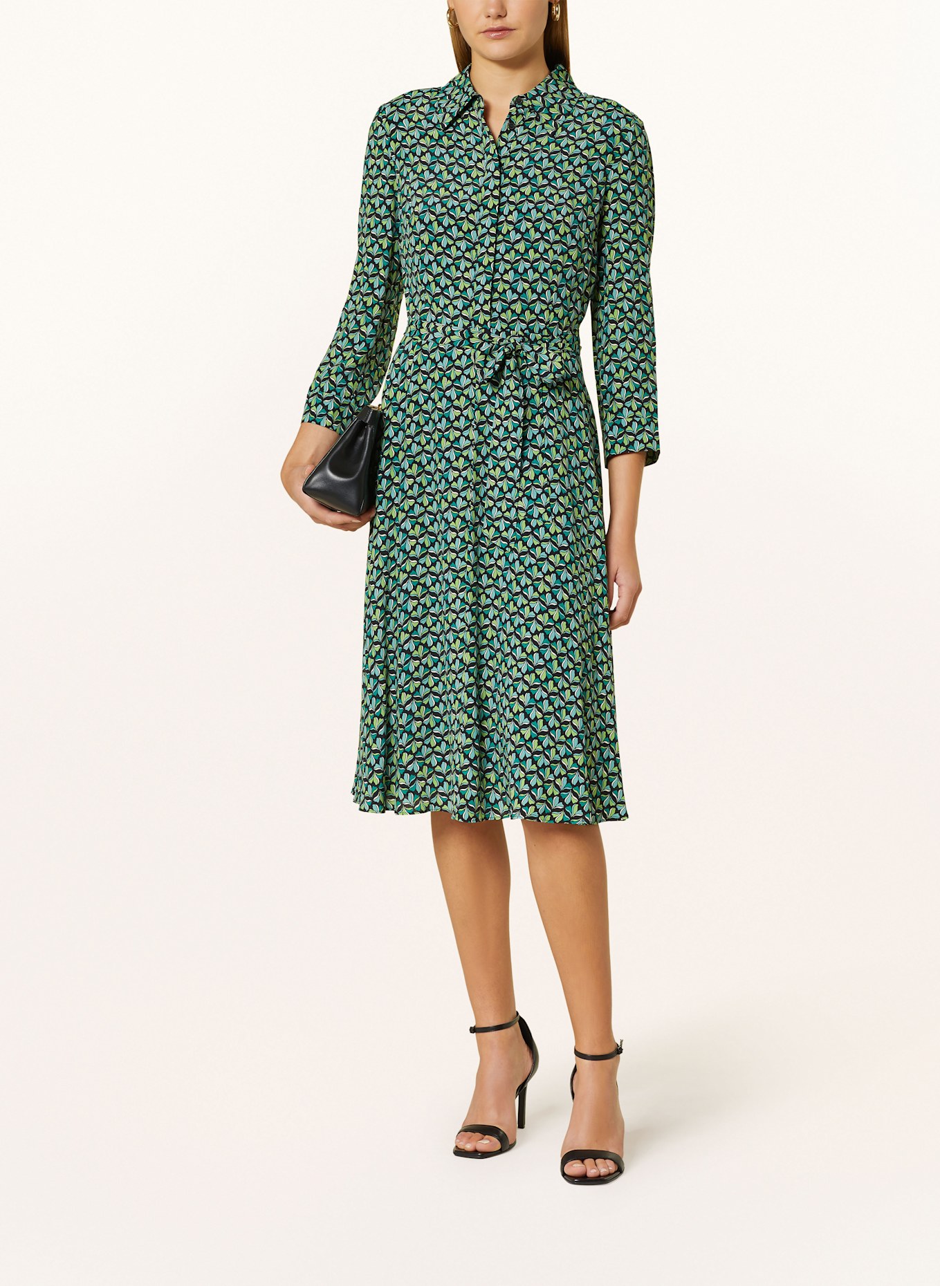 HOBBS Dress ALEX with 3 4 sleeves in green black