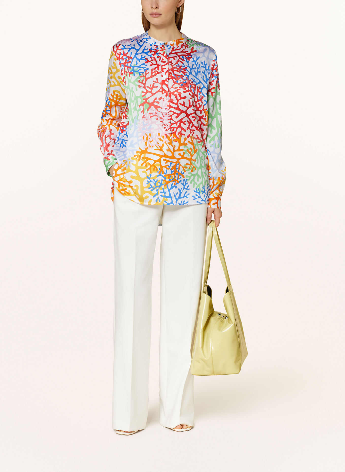 HERZEN'S ANGELEGENHEIT Shirt blouse in silk: BLUE / ORANGE / GREEN