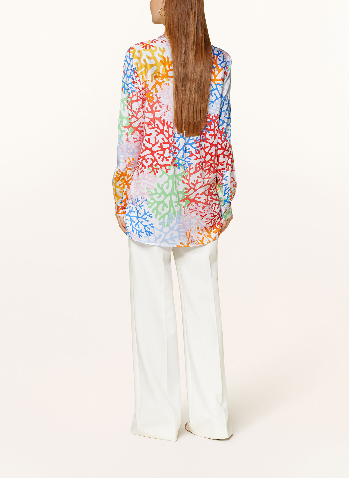 HERZEN'S ANGELEGENHEIT Shirt blouse in silk: BLUE / ORANGE / GREEN