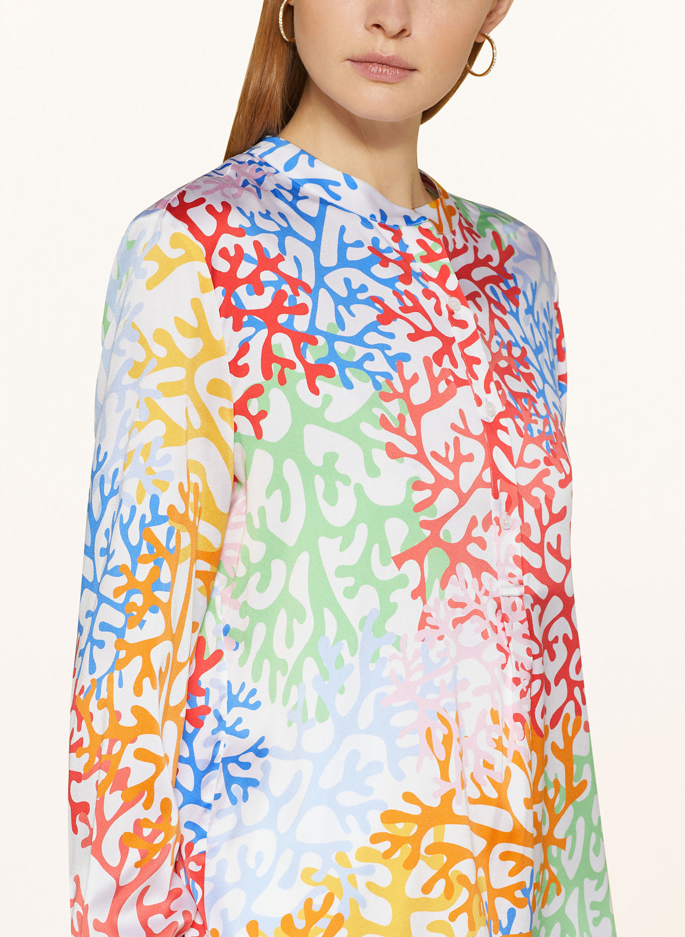 HERZEN'S ANGELEGENHEIT Shirt blouse in silk: BLUE / ORANGE / GREEN