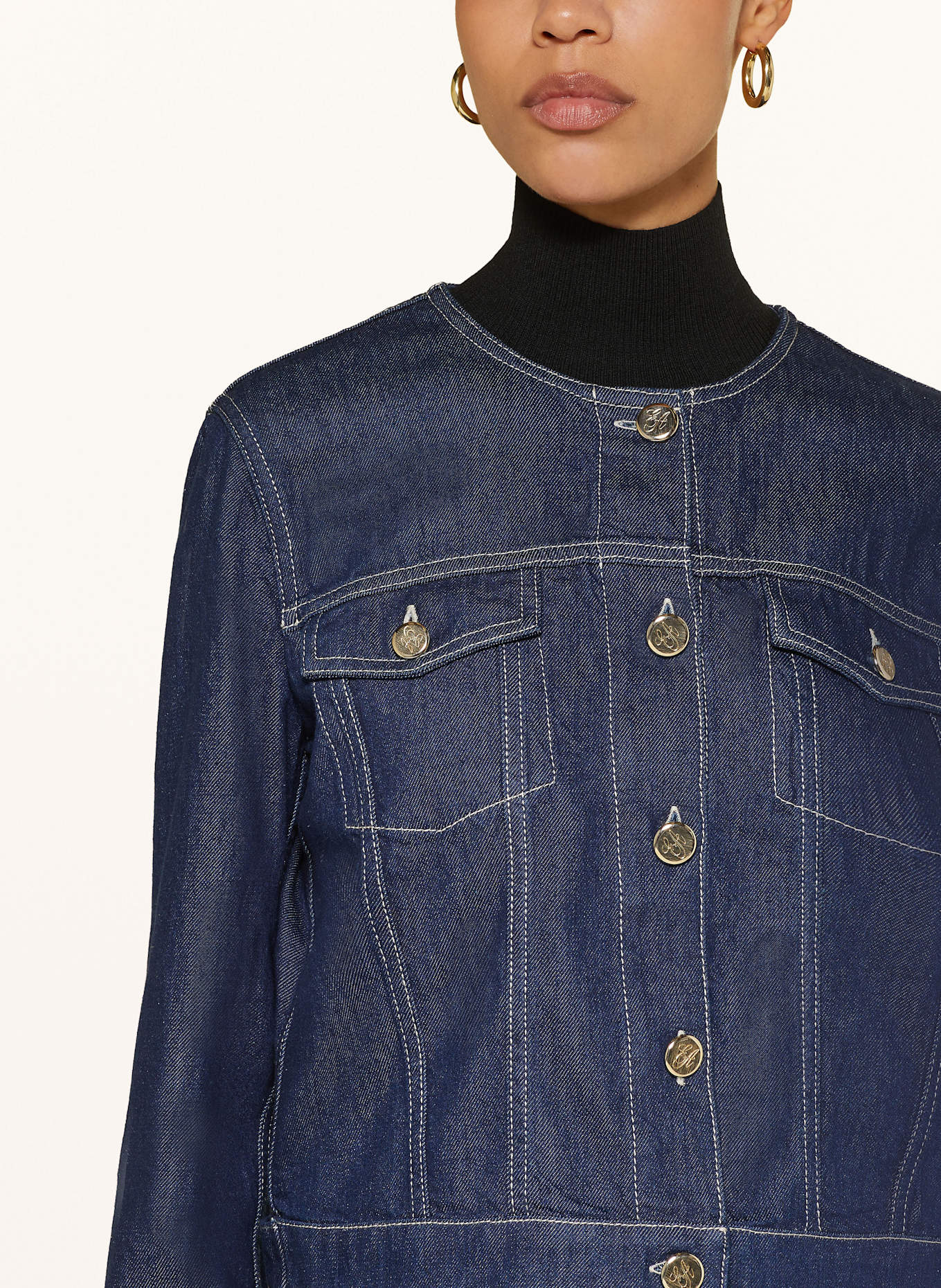 Armani Dark Denim Blazer EMPORIO ARMANI Cropped Denim Jacket