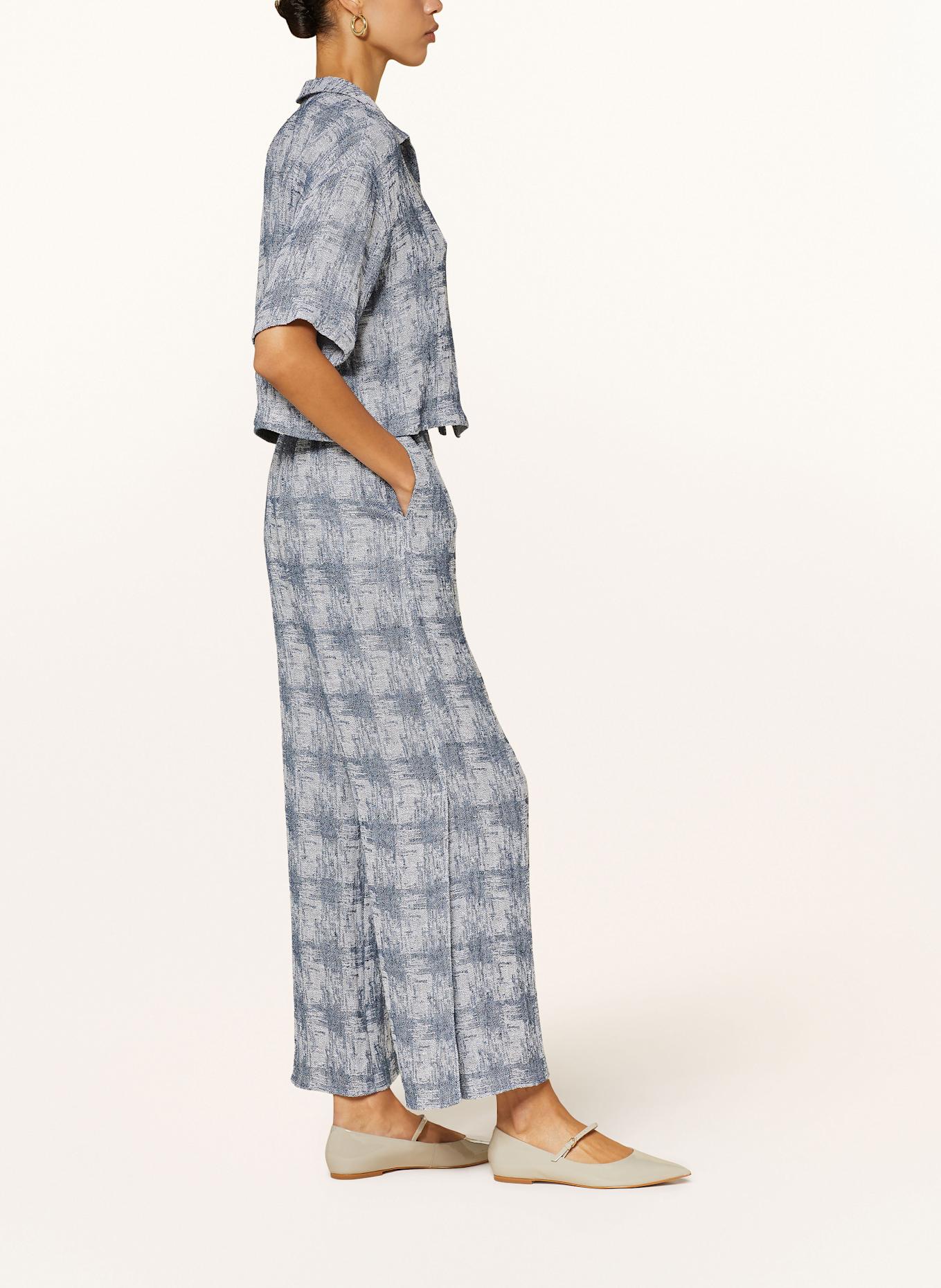 EMPORIO ARMANI Spodnie marlena z lnu: NIEBIESKI / BIAŁY