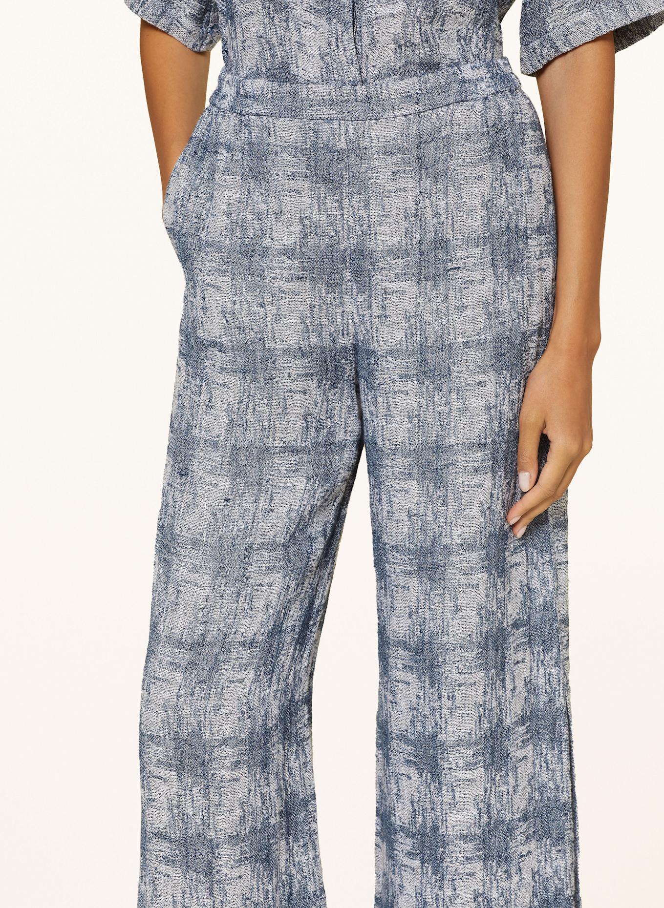 EMPORIO ARMANI Spodnie marlena z lnu: NIEBIESKI / BIAŁY