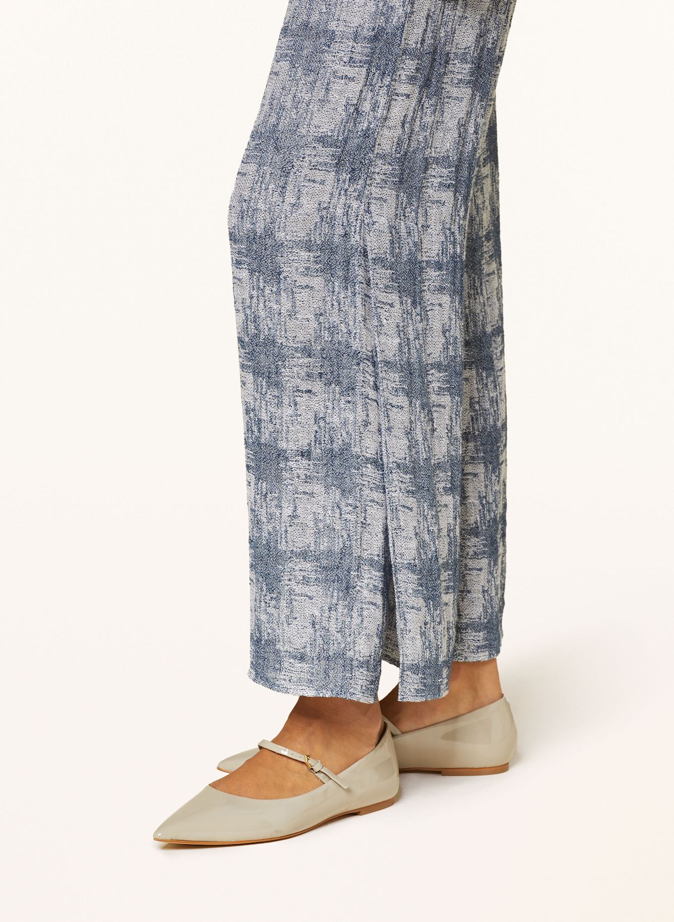 EMPORIO ARMANI Spodnie marlena z lnu: NIEBIESKI / BIAŁY