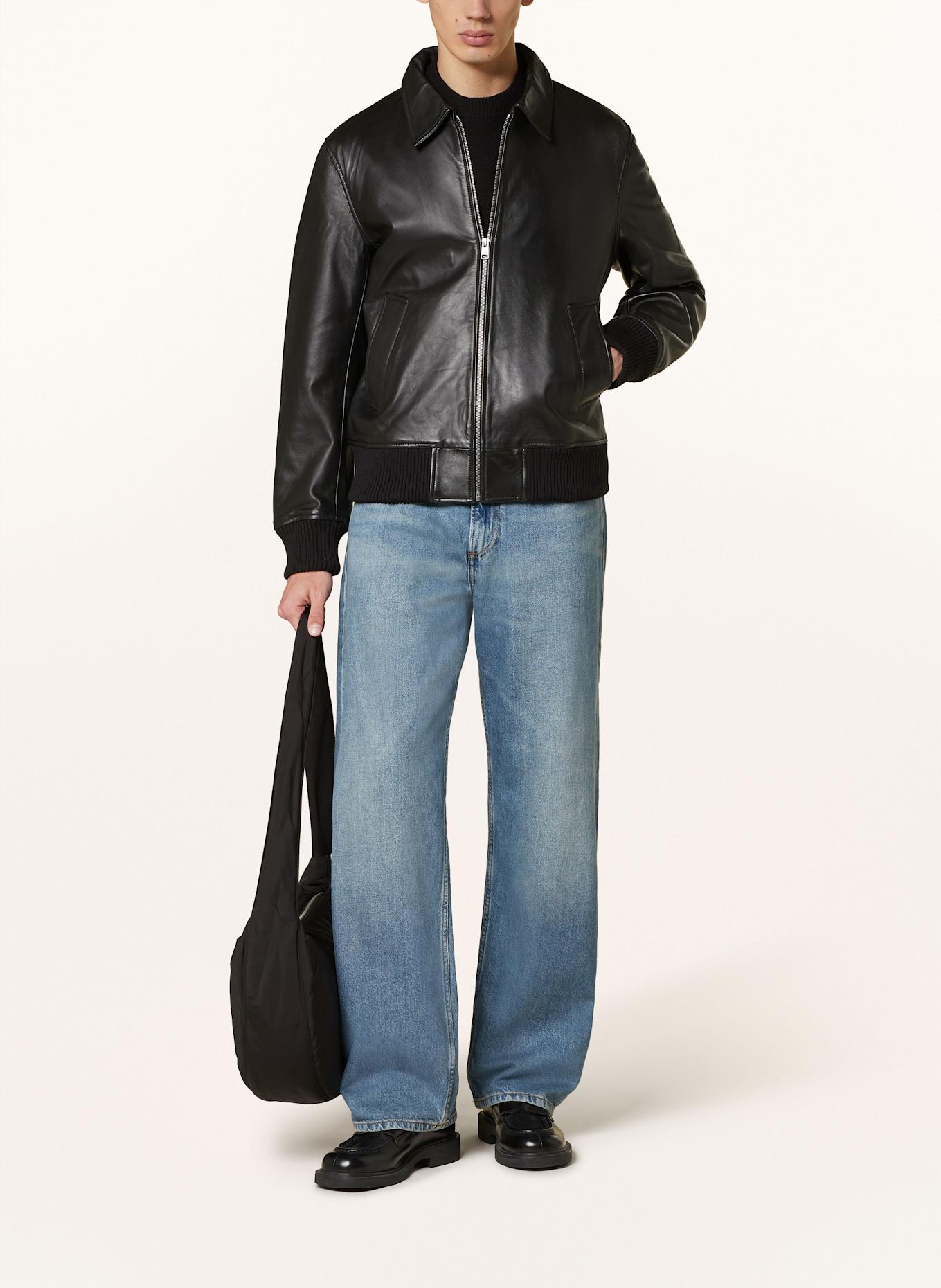 SANDRO Lederjacke: SCHWARZ